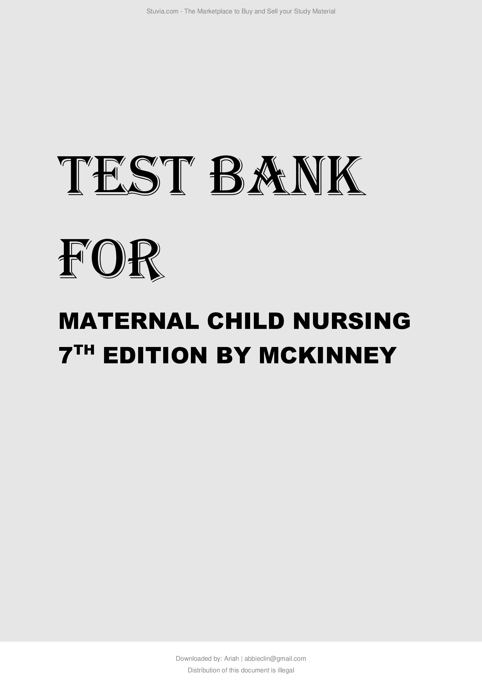 Maternal Child Nursing 7th Edition Test Bank By McKinney
