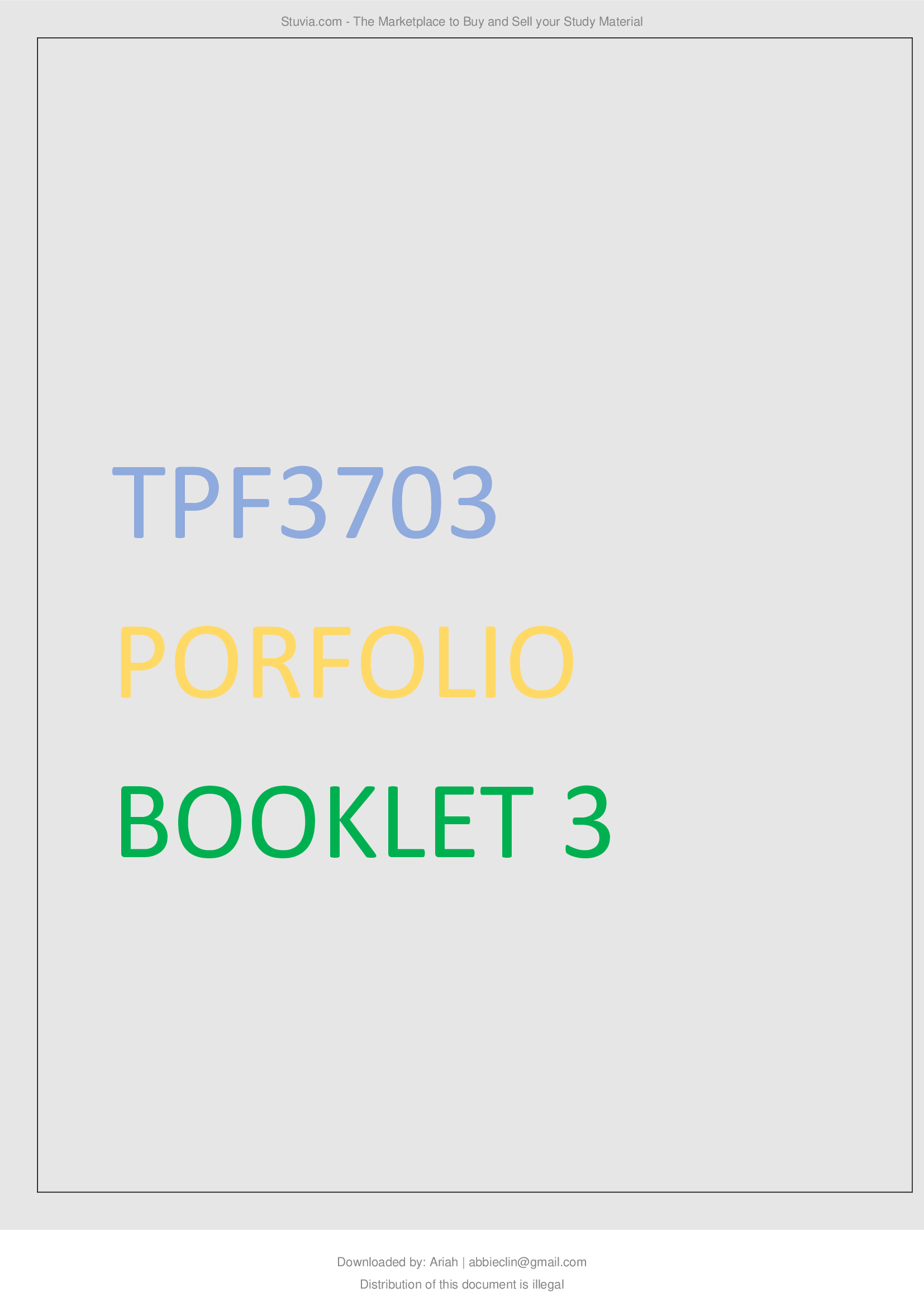 TPF3703 PORFOLIO BOOKLET 2020, 2021