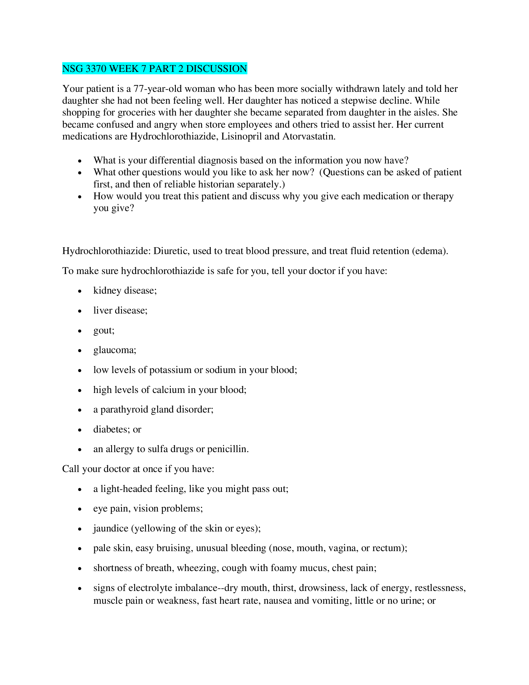 NSG 3370 WEEK 7 PART 2 DISCUSSION.
