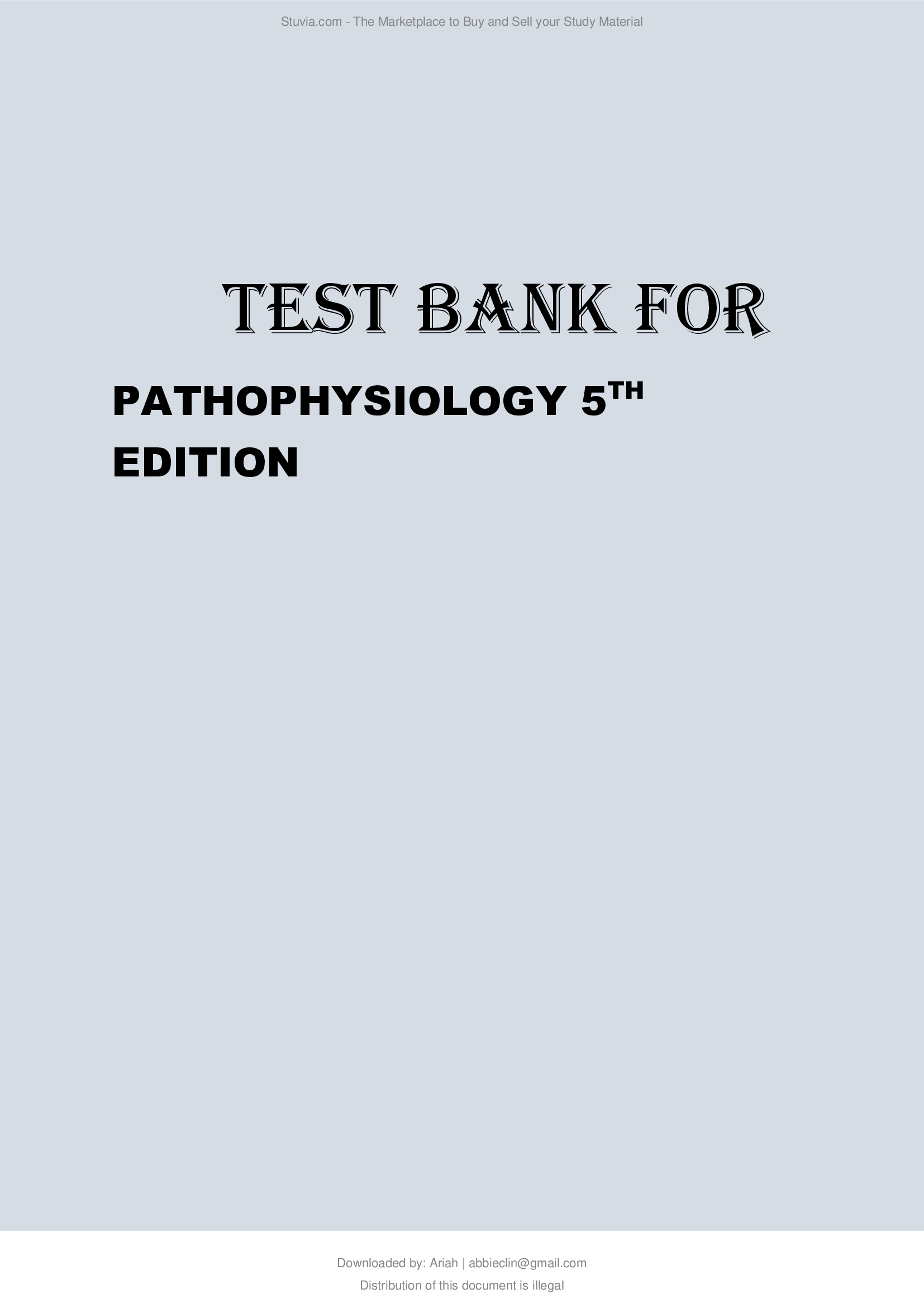 Porths Essentials of Pathophysiology 5th Edition Test Bank Lenhe.