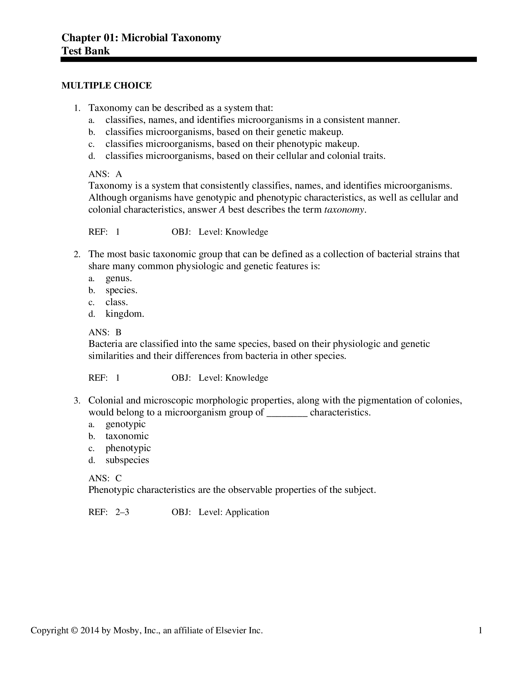 Test Bank for Bailey and Scotts Diagnostic Microbiology 13th Edition by Tille.