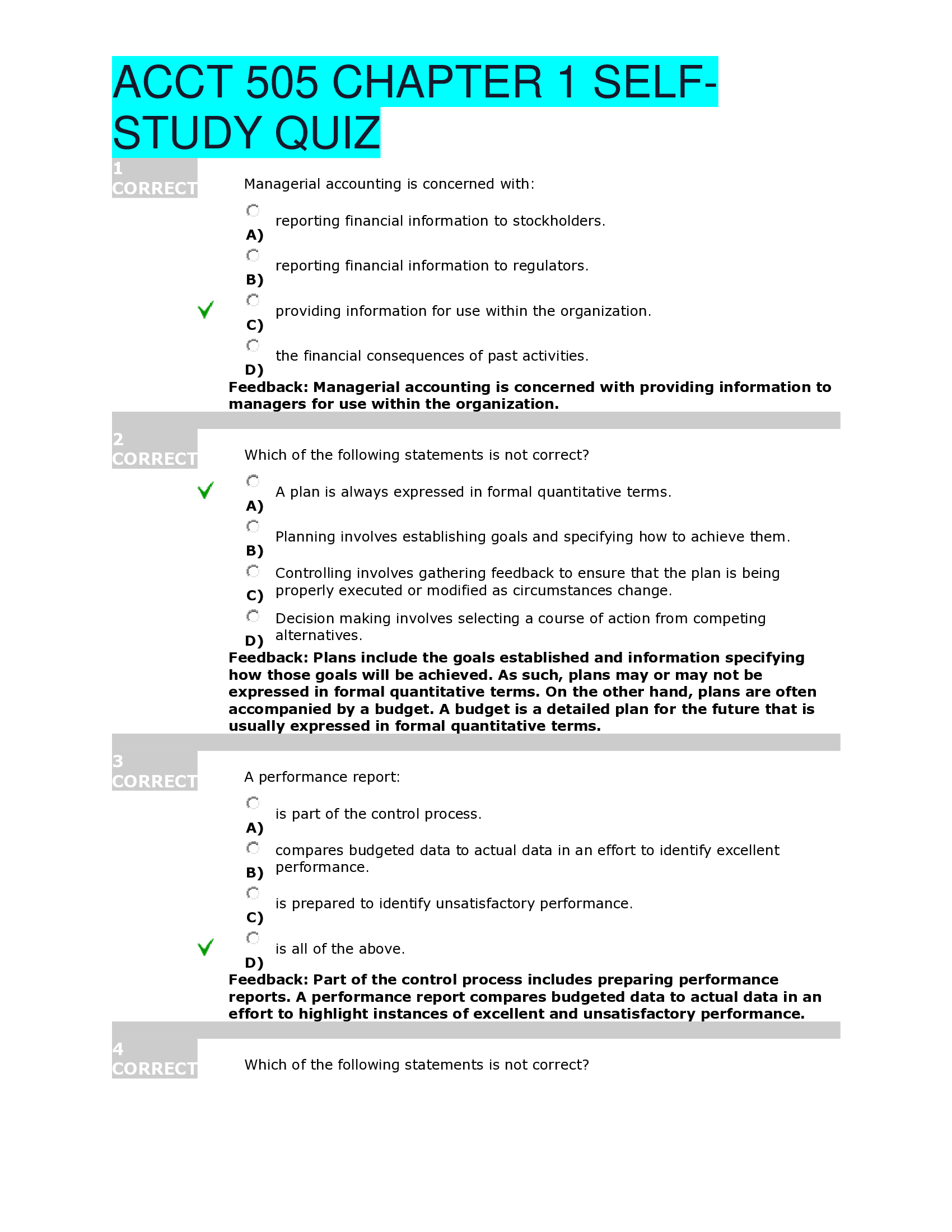 ACCT 505 CHAPTER 1 SELFSTUDY QUIZ.