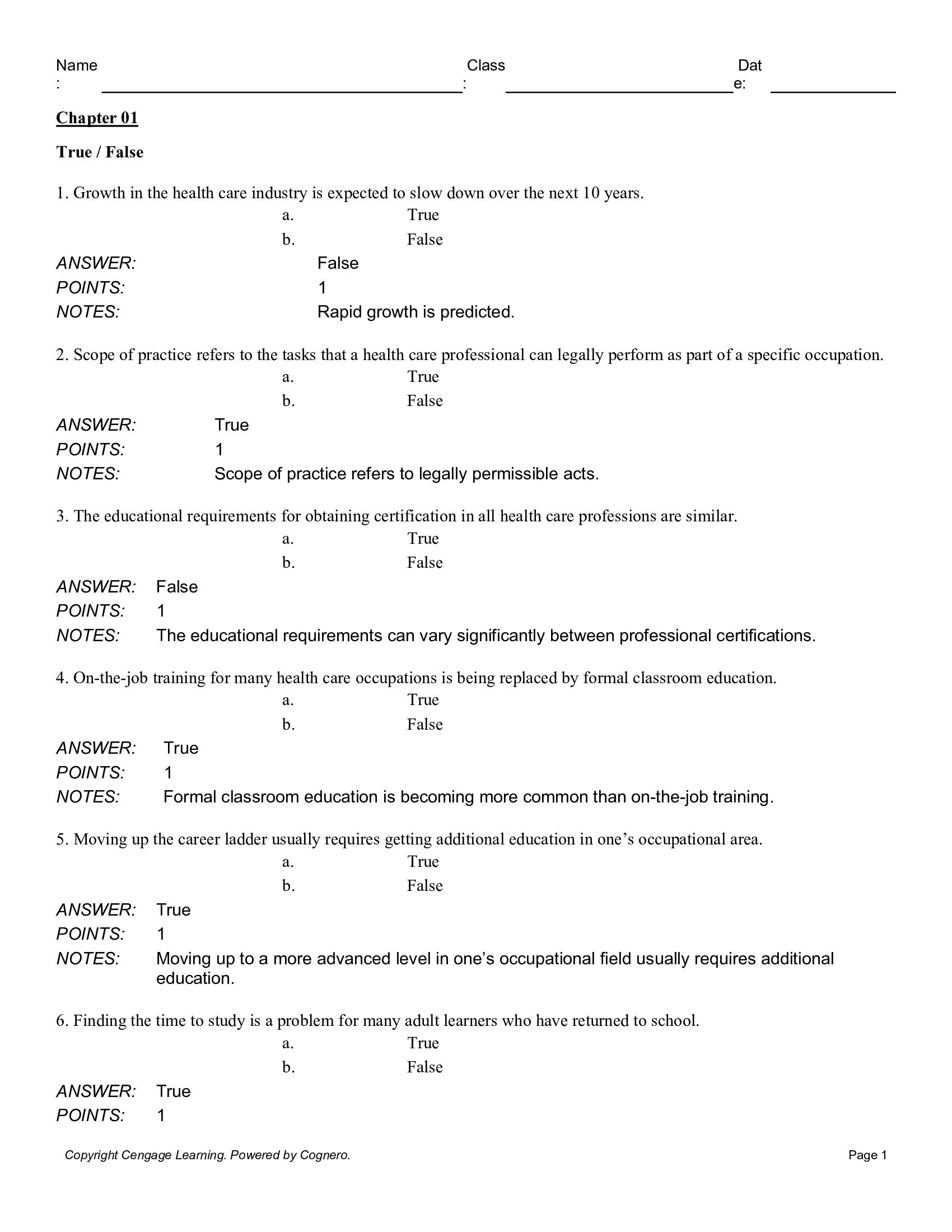 Test Bank for Introduction to Health Care 4th Edition by Mitchell.