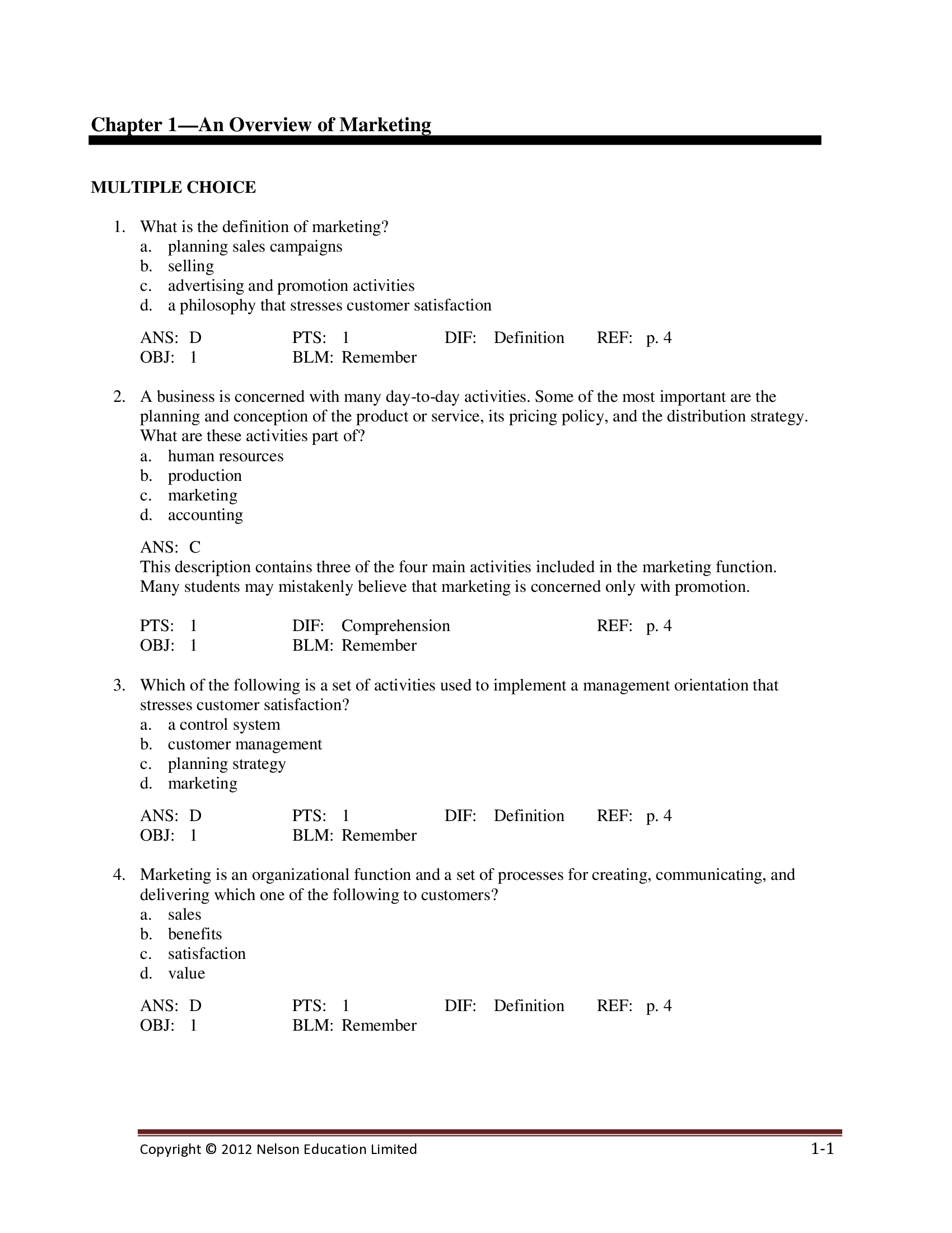 Test Bank for Sales and Marketing 5th edition 932 pages Test covers all 19 chapters from actual textbook.
