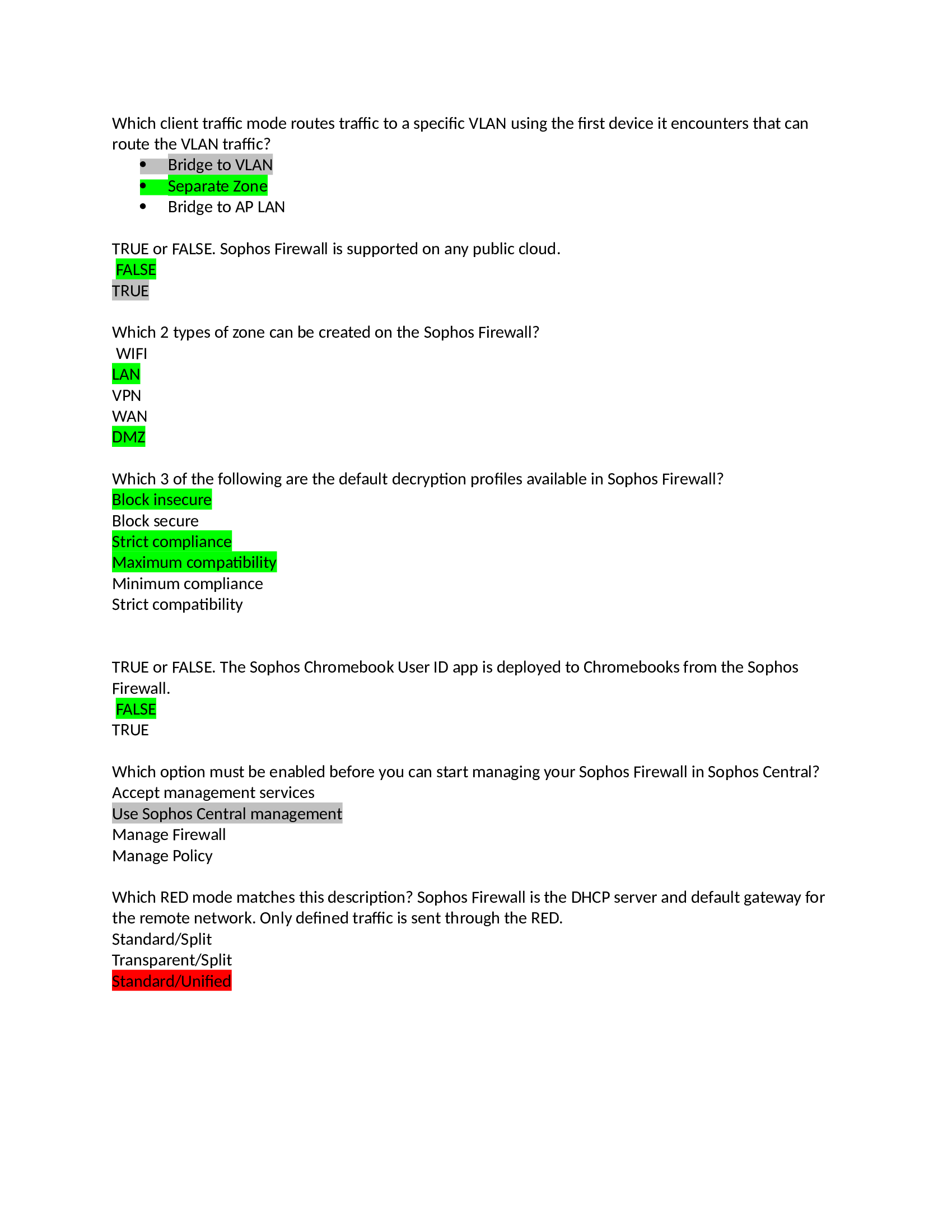 SOPHOS FIREWALL CERTIFICATION QUESTIONS AND ANSWERS.