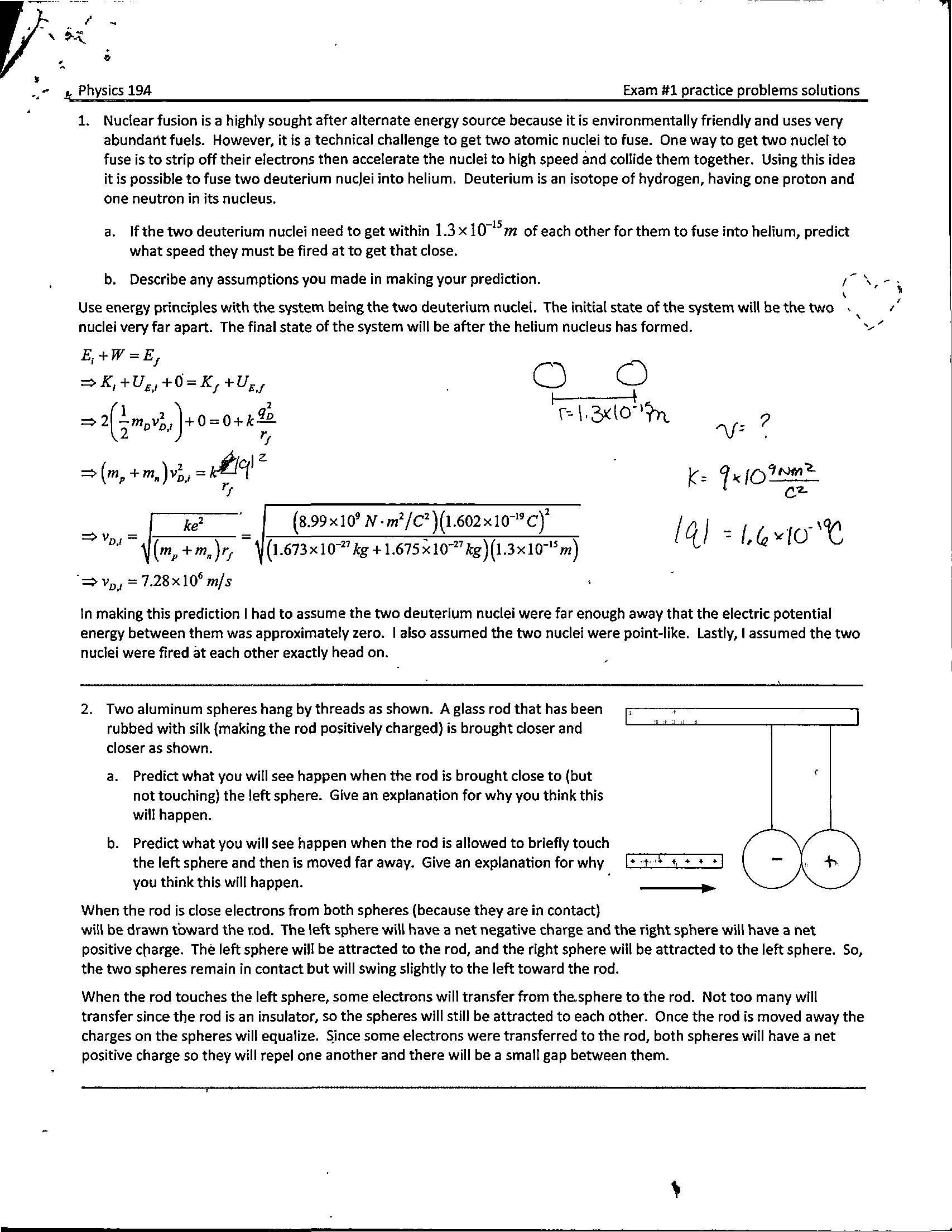 Physics 194 Exams Practice Problems With Complete Solutions.