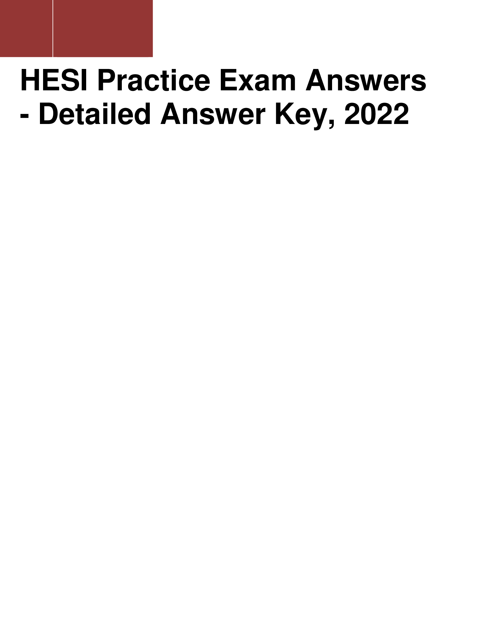 ATI Nursing HESI Practice Exam Answers - Detailed Answer Key 2022