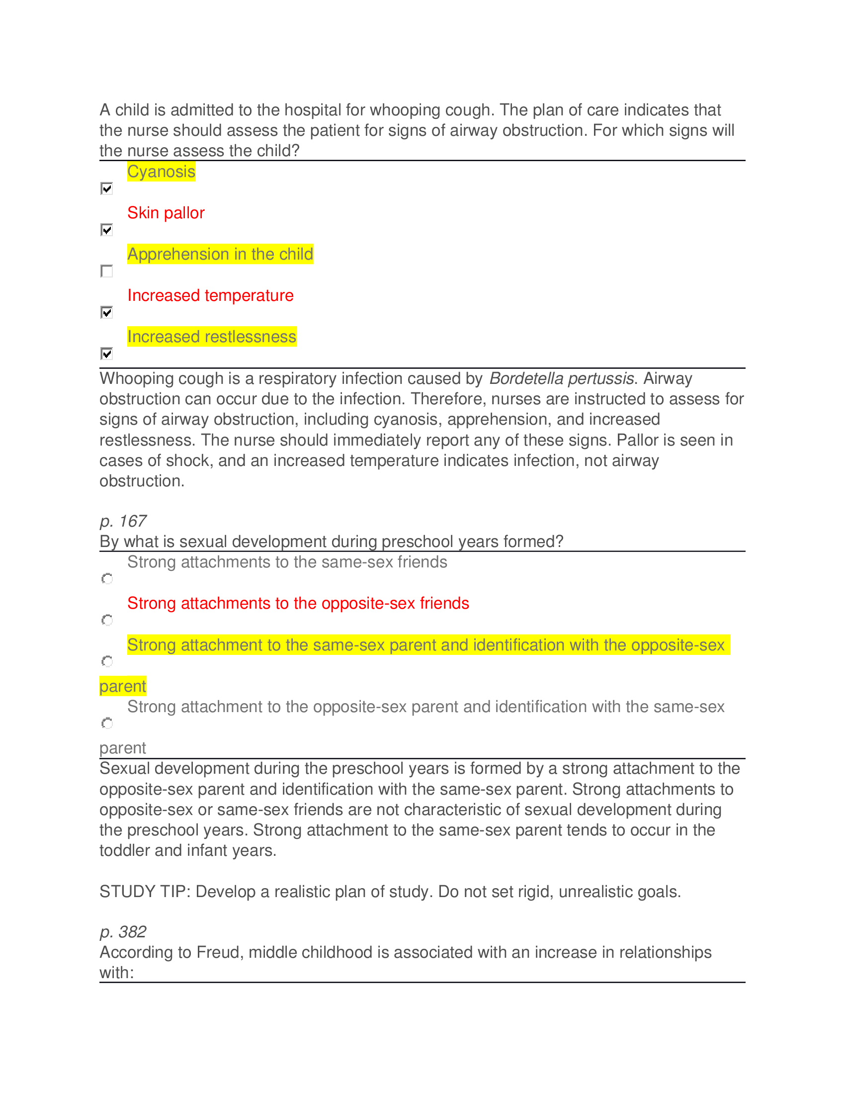 HESI PEDS FINAL EXAM, Correct Answers Are Marked In Yellow.
