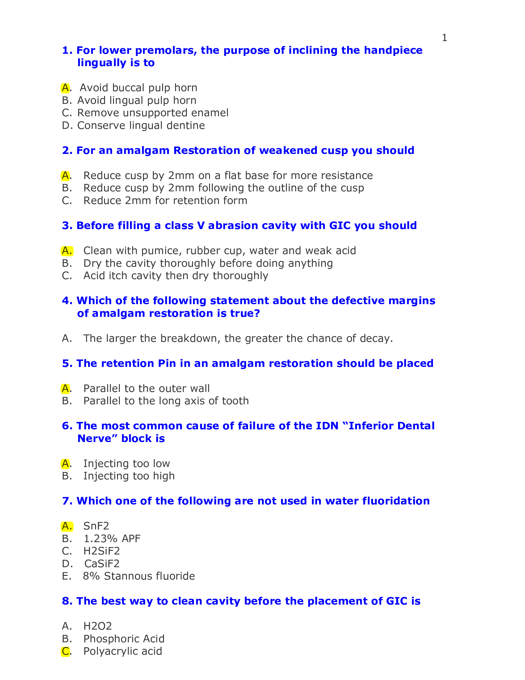 Clinical dentistry Question Bank (1000 questions and answers) 100% Complete A+ Guide.