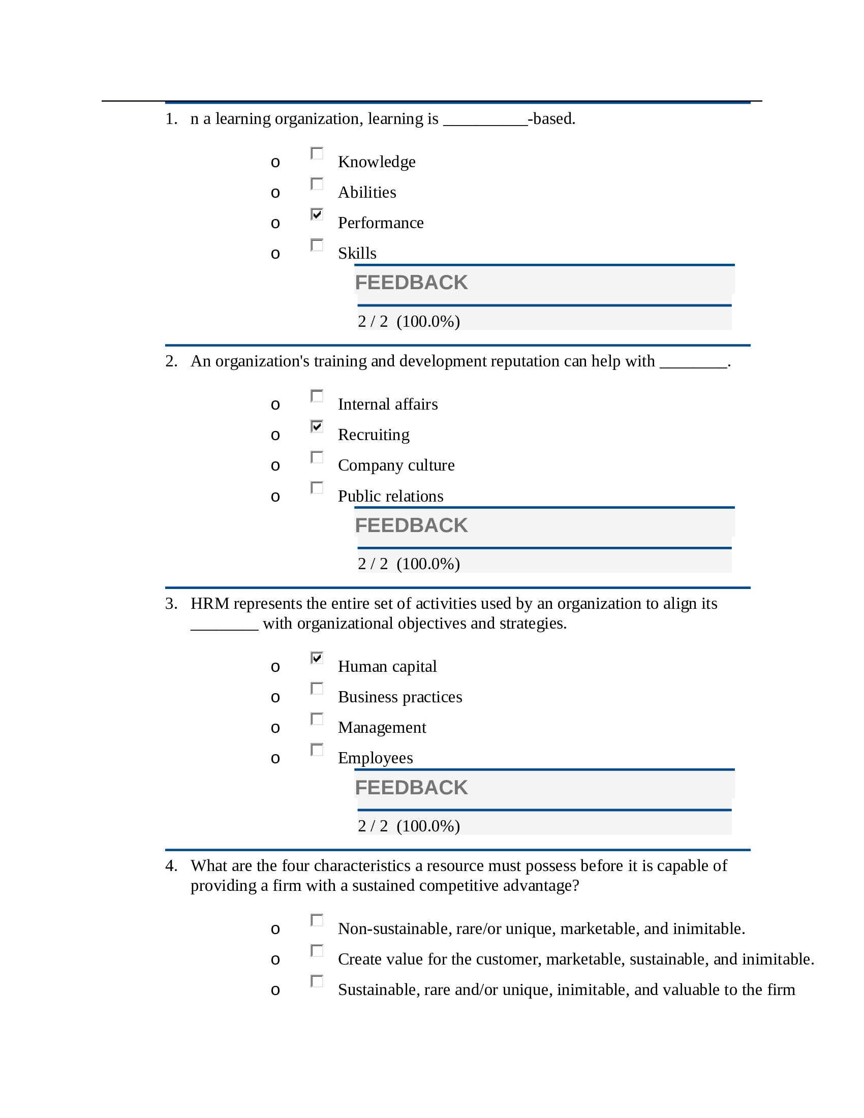 HRM498T Strategic Human Resource Management and Emerging Issues Week 1 EXAM ANSWERS