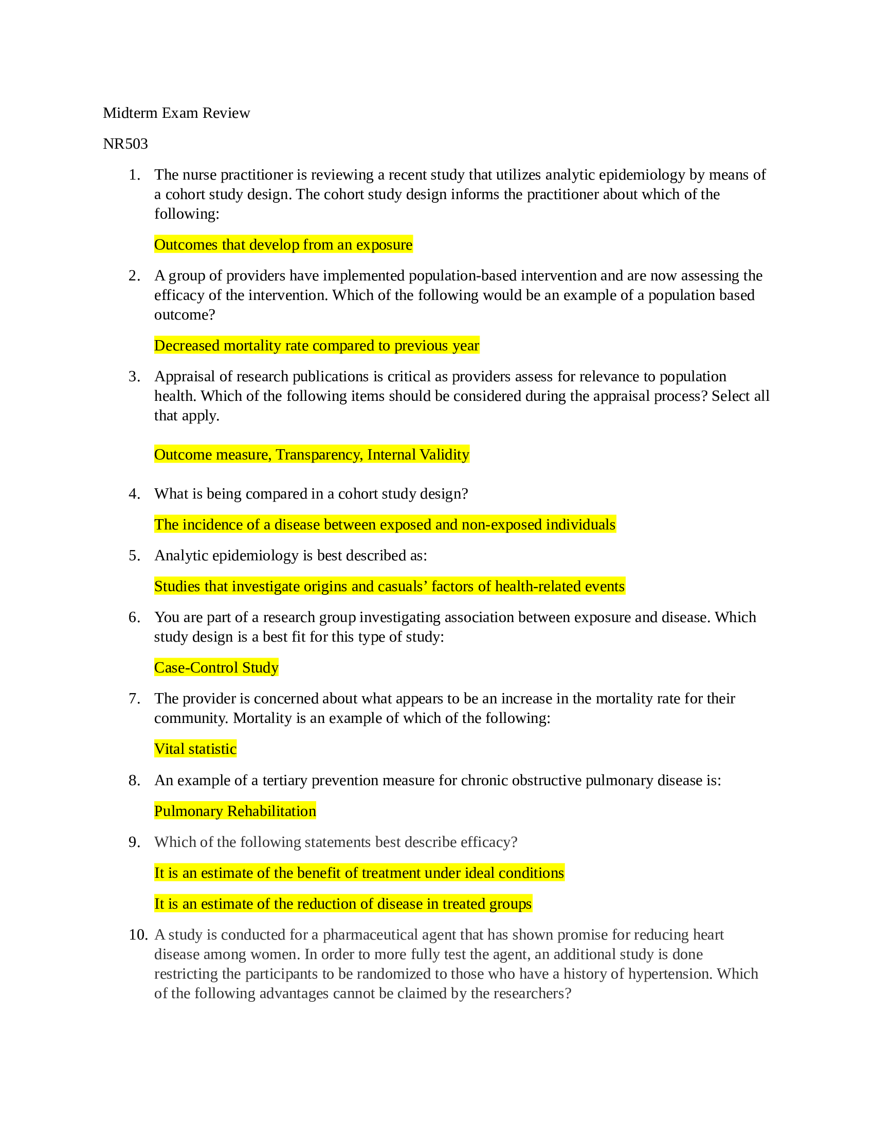 NR 503, NR503 WEEK 4 MIDTERM EXAM 67 QUESTIONS WITH VERIFIED SOLUTIONS, A+ GRADE