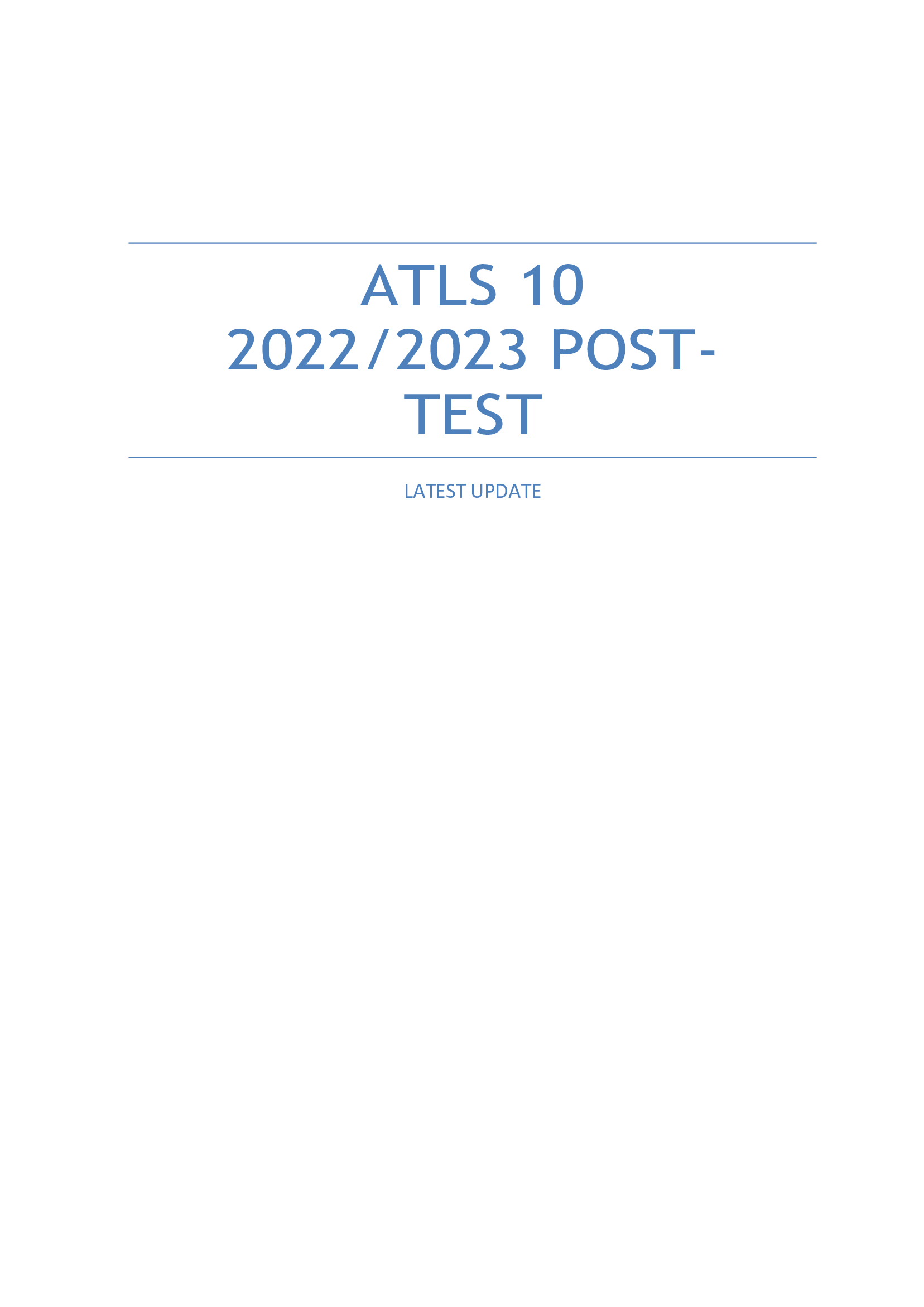 ATLS 10 exam questions with answers (answers outlined!!) 2023