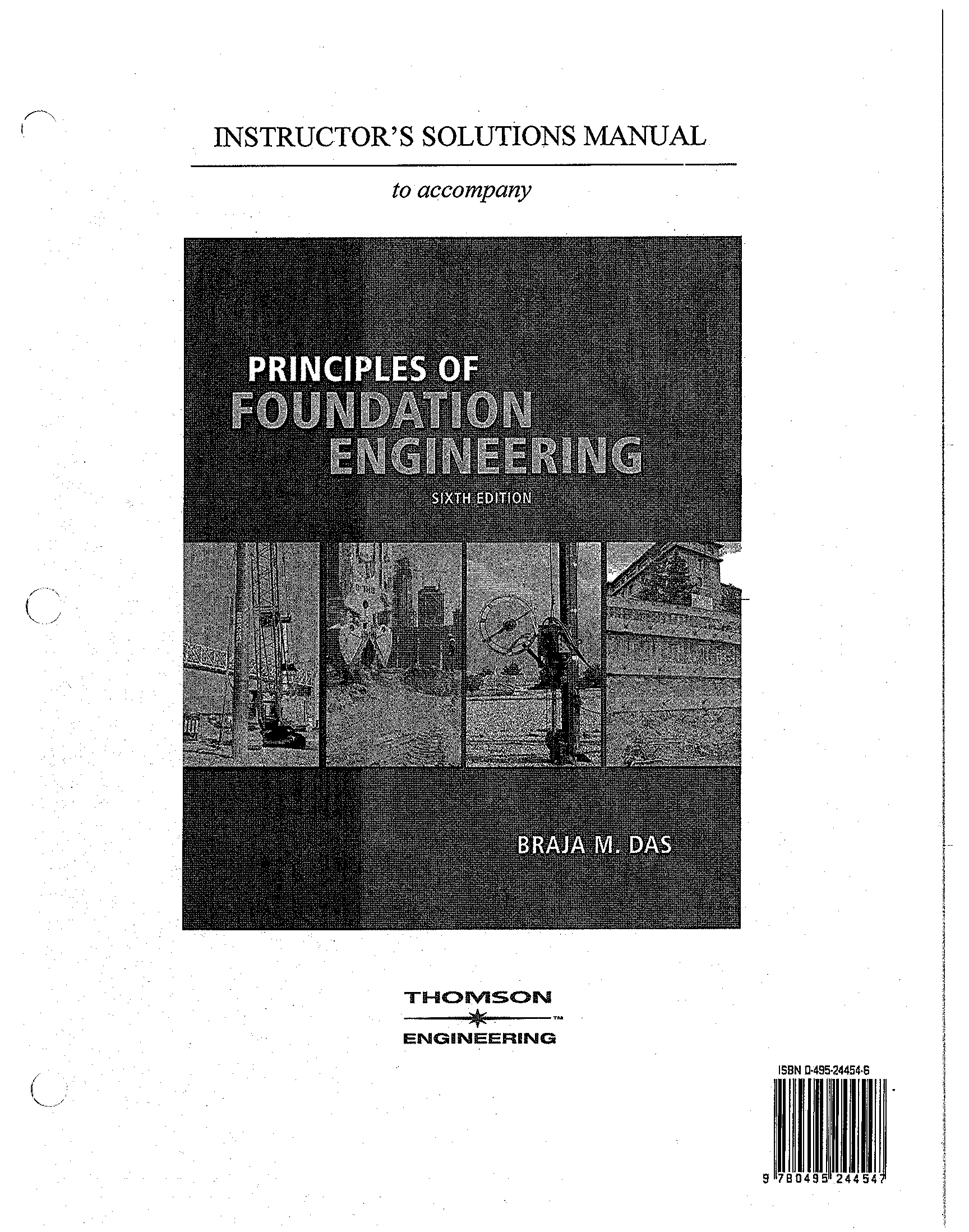 Instructors Solution Manual to accompany Principles of Foundation Engineering 6e by Braja M.Das