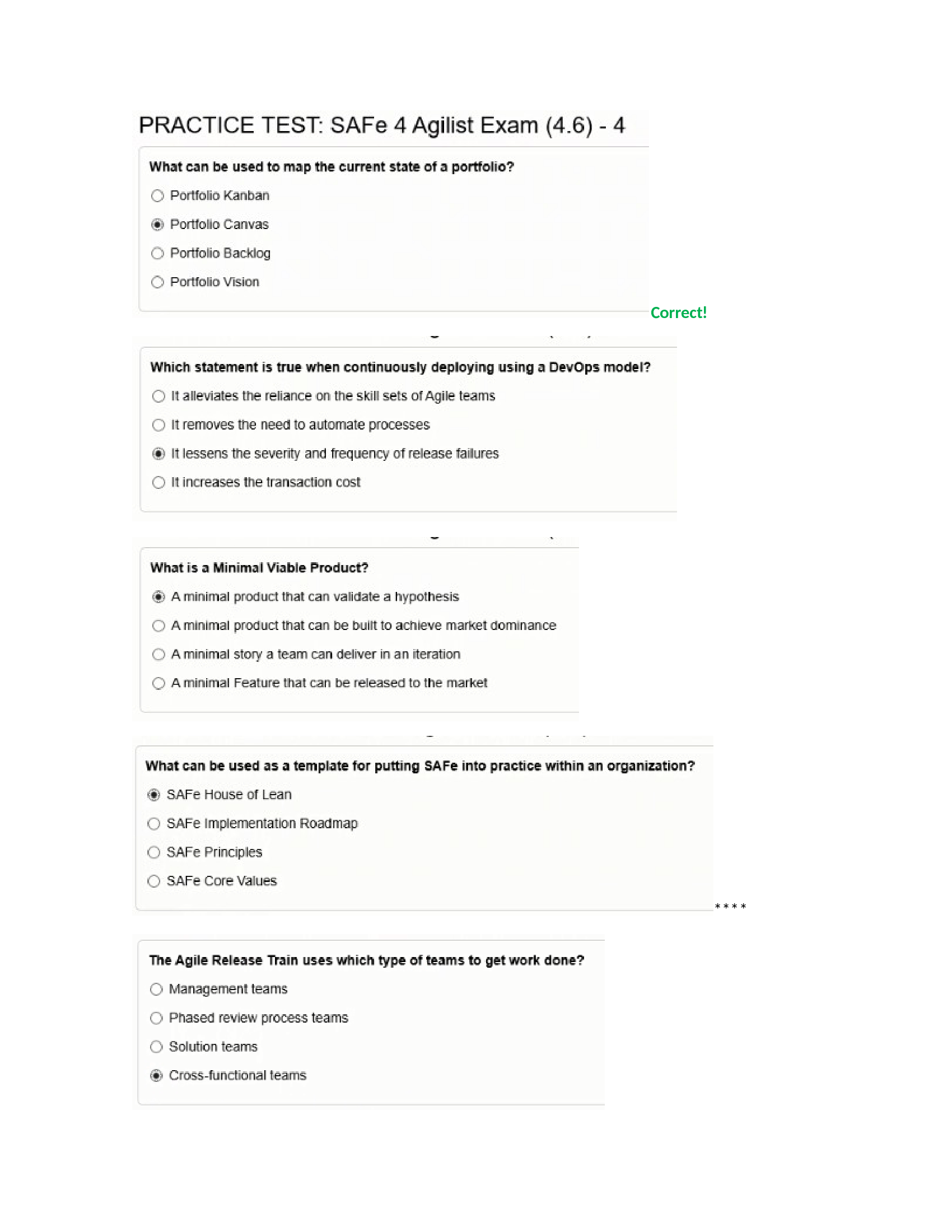 SAFe 4 Agilist Exam (4.6) Questions With Correct Answers. 2022 Revision.