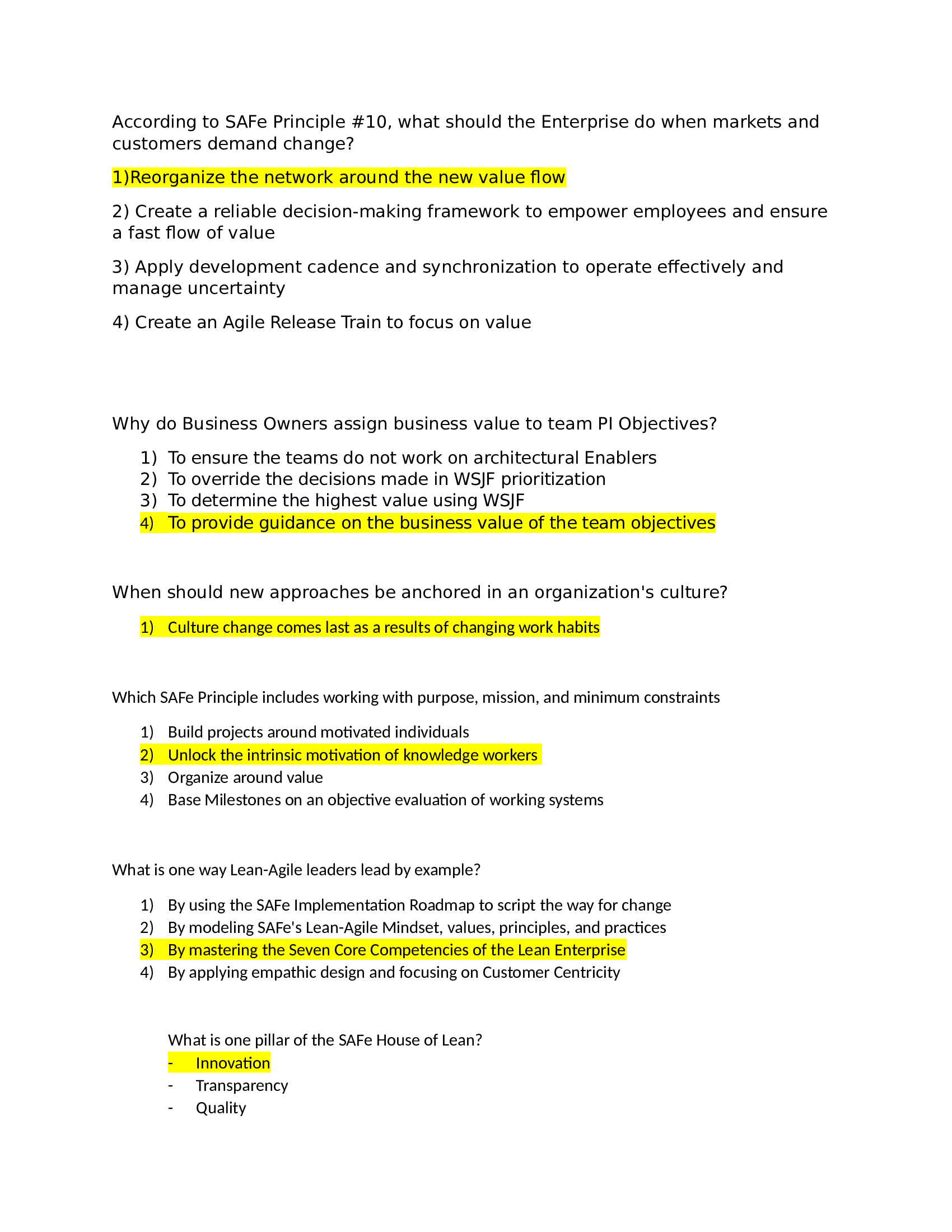 The Scaled Agile Framework (SAFe) Program Consultant (SPC) Questions with Verified Answers.