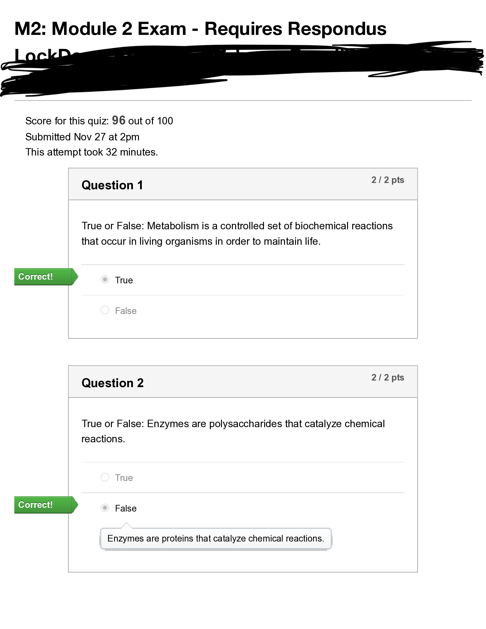 BIO 171 essential microbiology - M2: Module 2 Exam Graded A - Score 96 out of 100 (Portage Learning)
