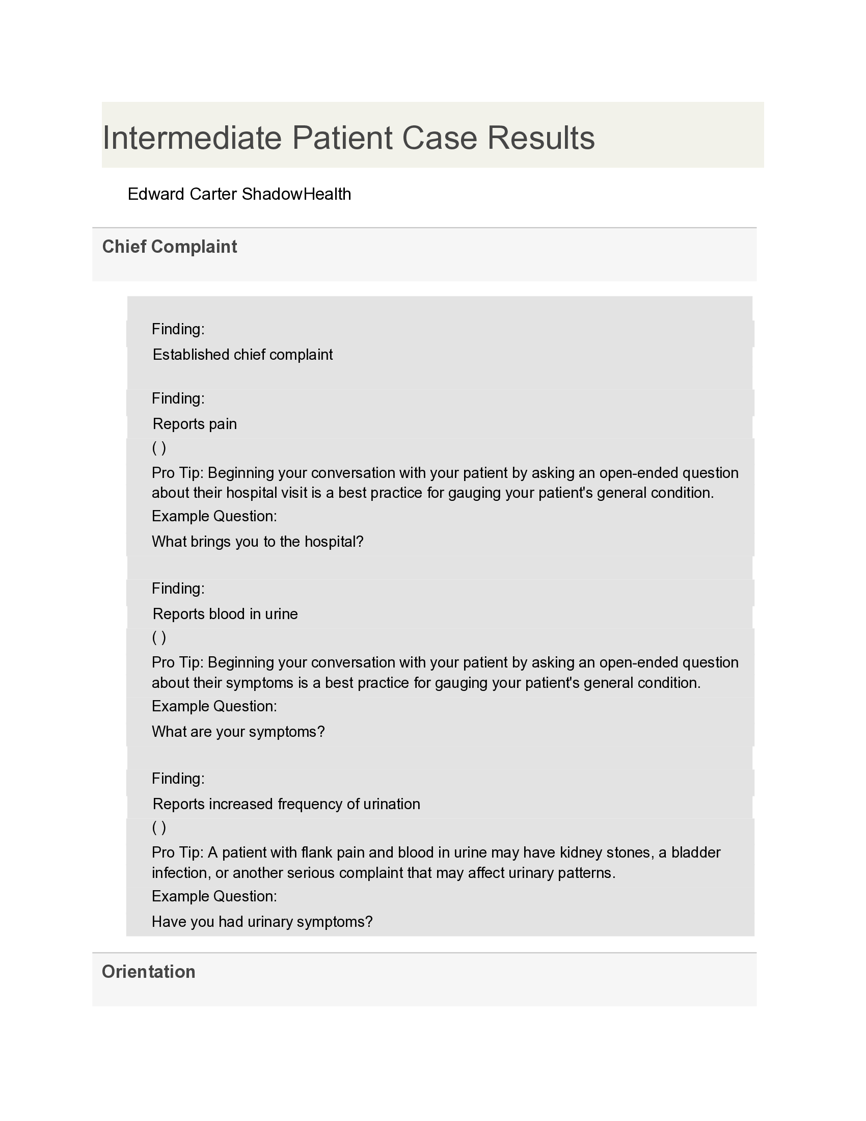 Edward Carter Shadow Health-Unguided Intermediate Patient Case Results