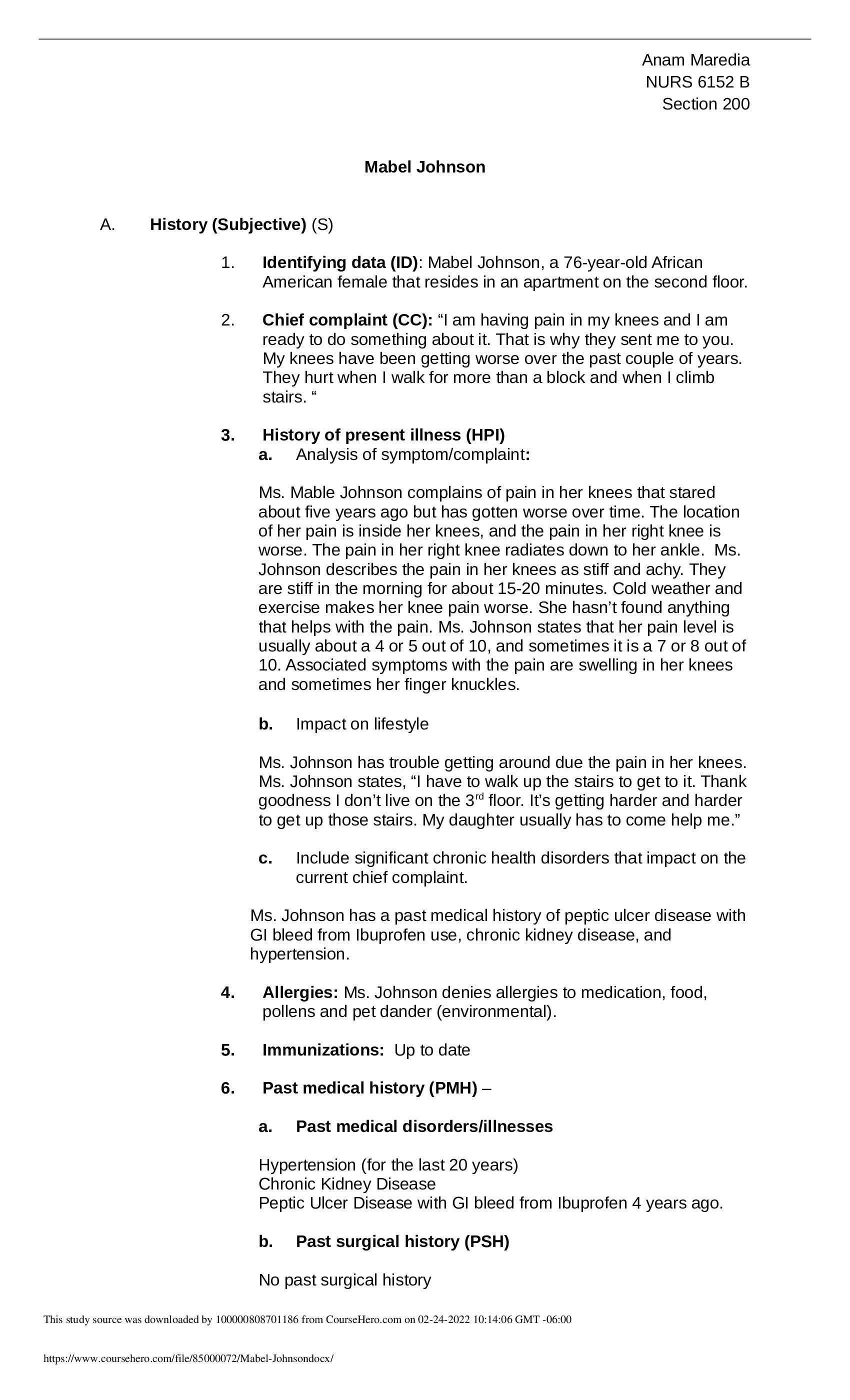 NURS 6152 B Section 200 Mabel Johnson (completed) latest spring 2021.
