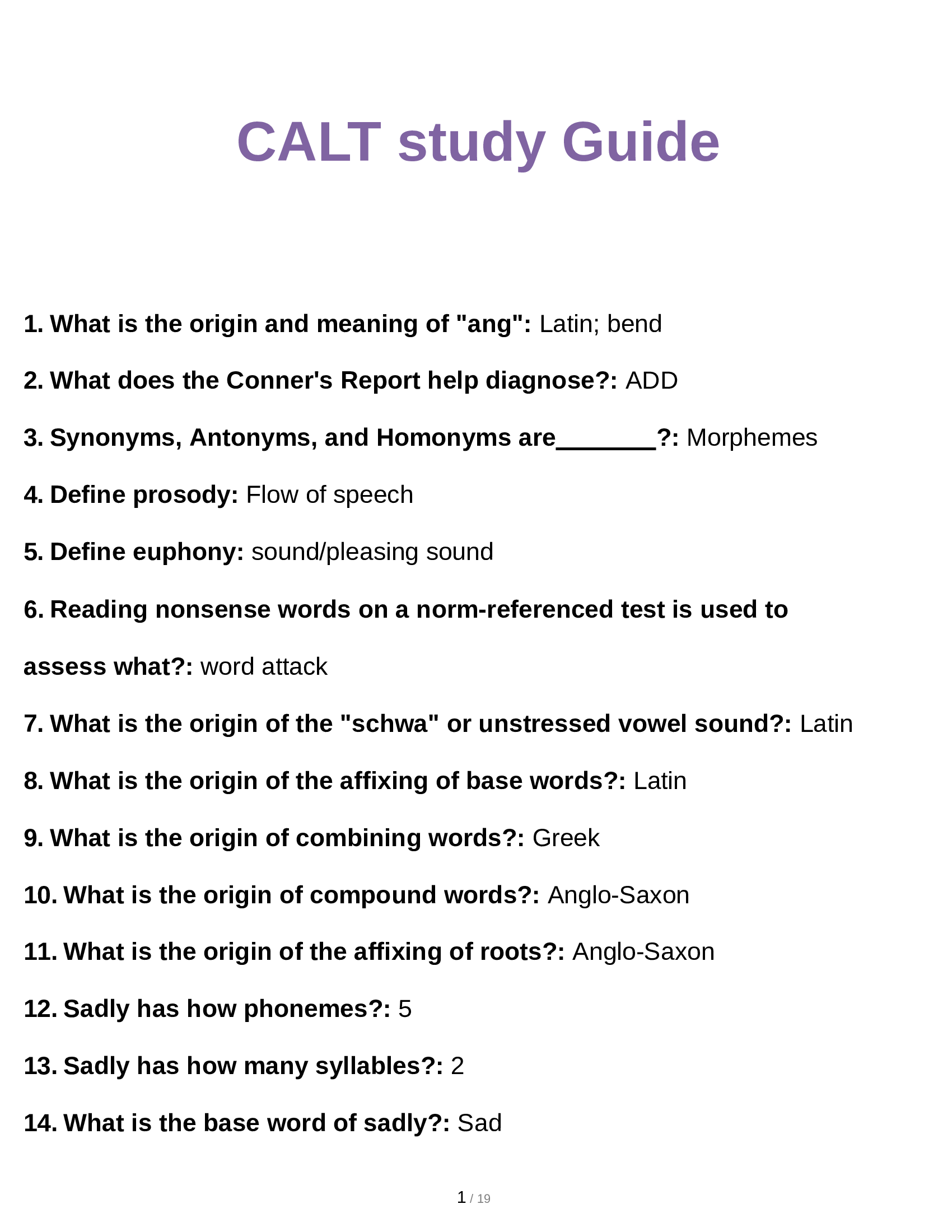 CALT Exam Study Guide, 400+ Questions, 100 Correct Answers