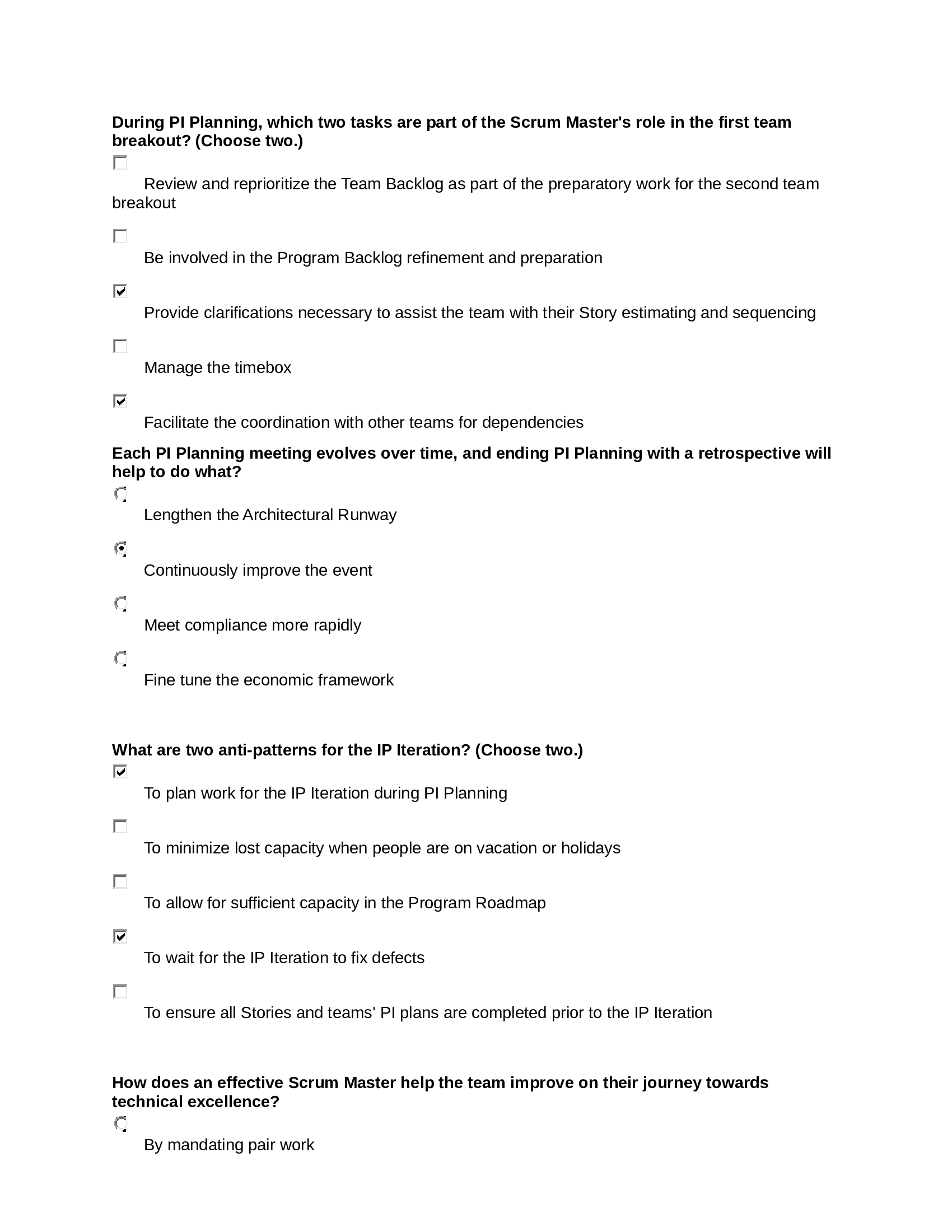 The Scaled Agile Framework (SAFe) 5.0 Scrum Master (SSM) Quiz 10 -Questions and Answers 2022 [All Correct Answers]