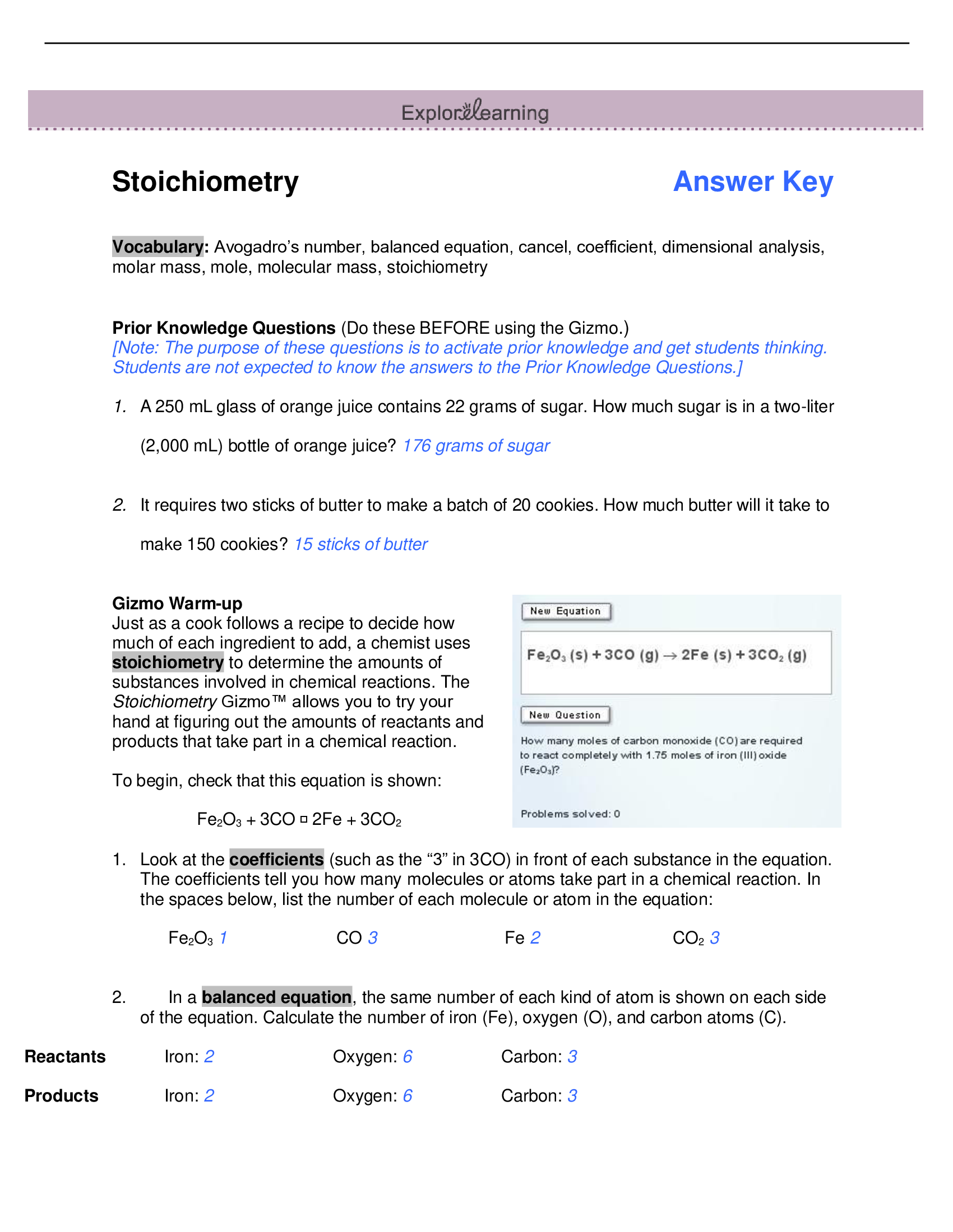 Stoichiometry Answer Key: Complete Solution TOP RATED