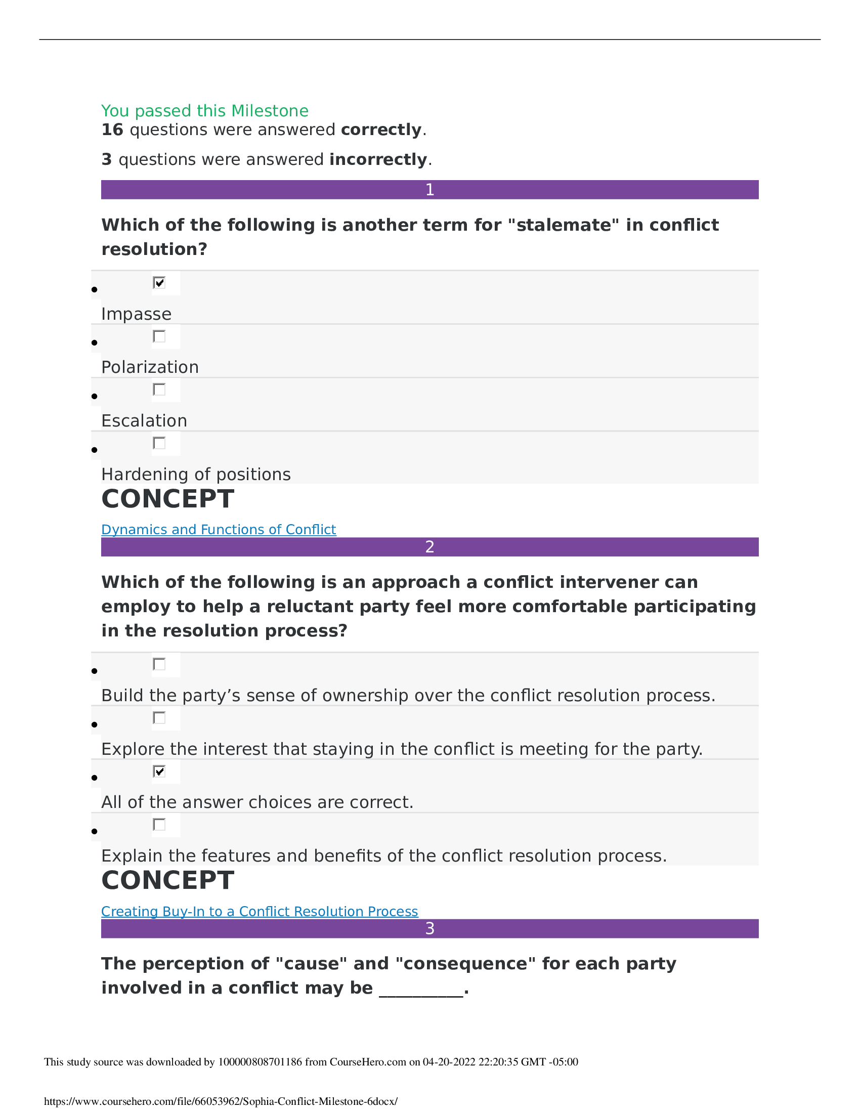 Sophia Conflict Milestone 6 Questions And Answers