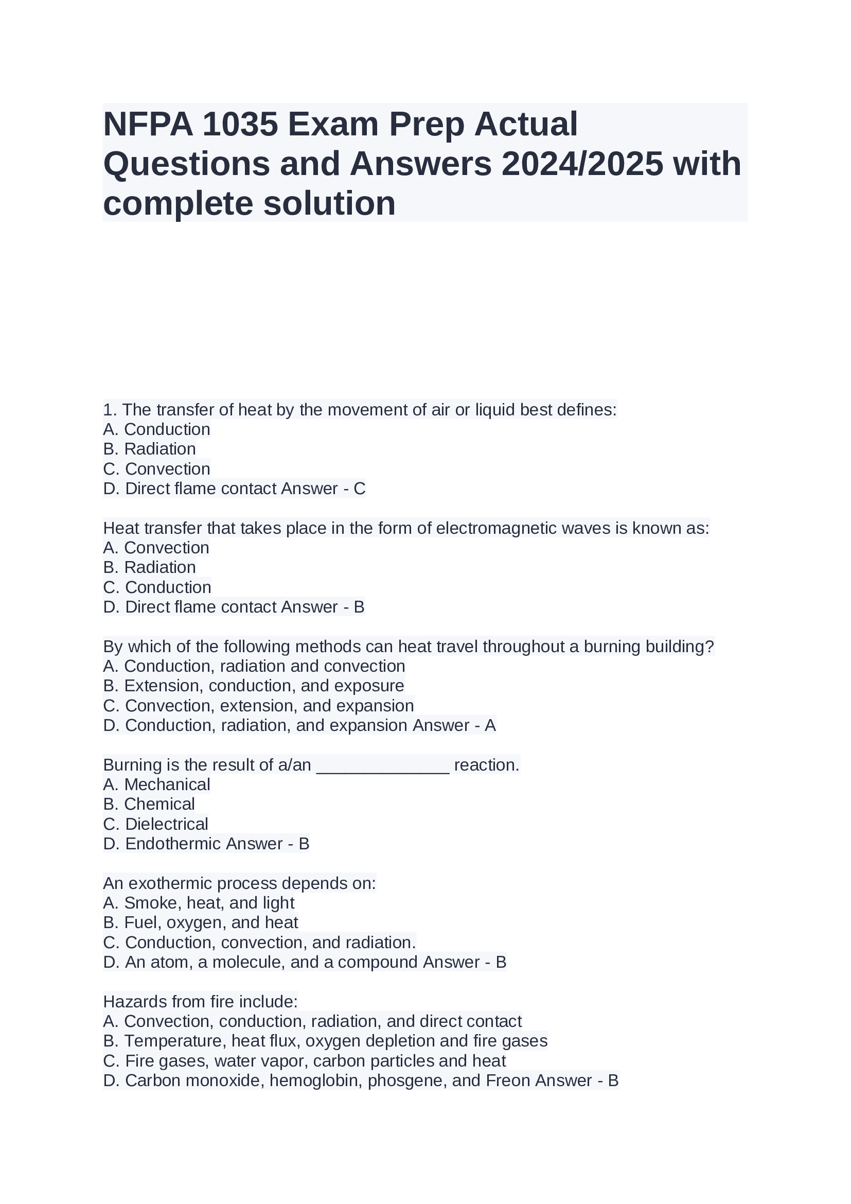 NFPA 1035 Exam Prep Actual Questions and Answers 2025/2026