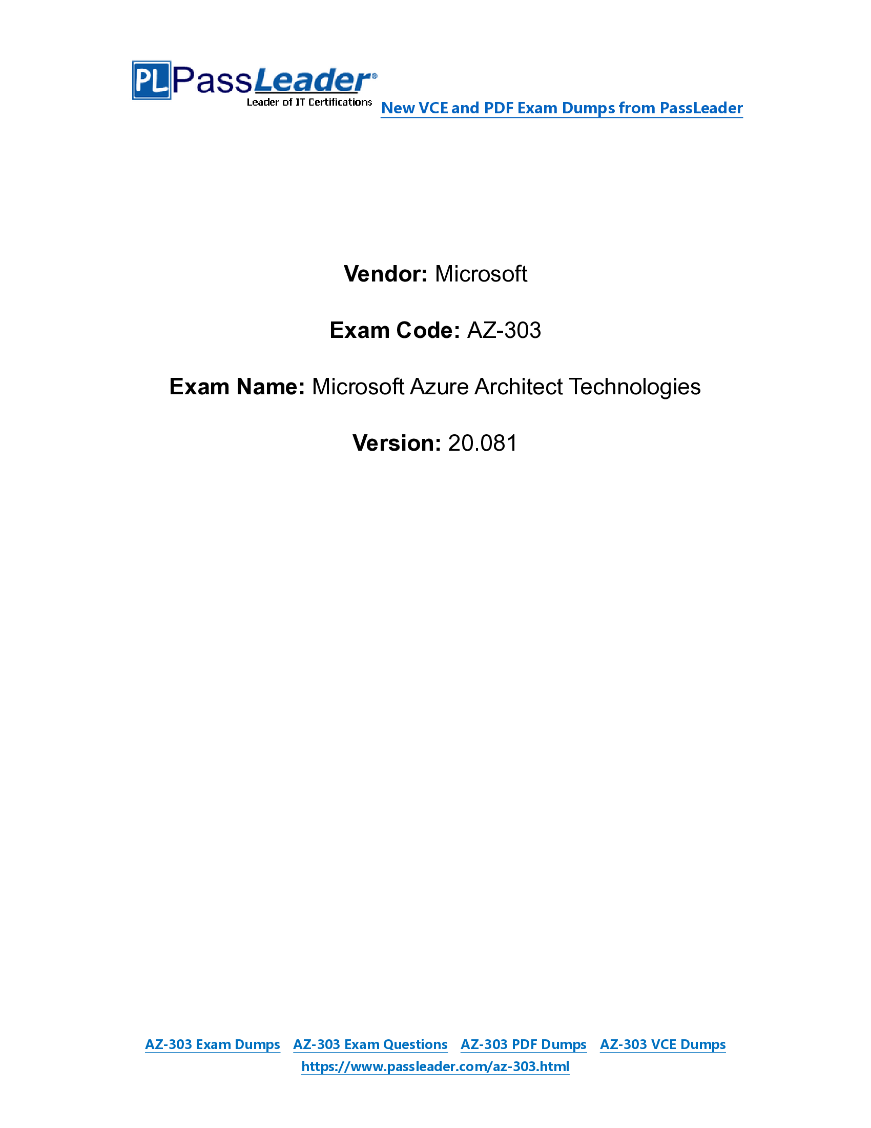 AZ-303 Exam Questions And Answers (version 20.081)