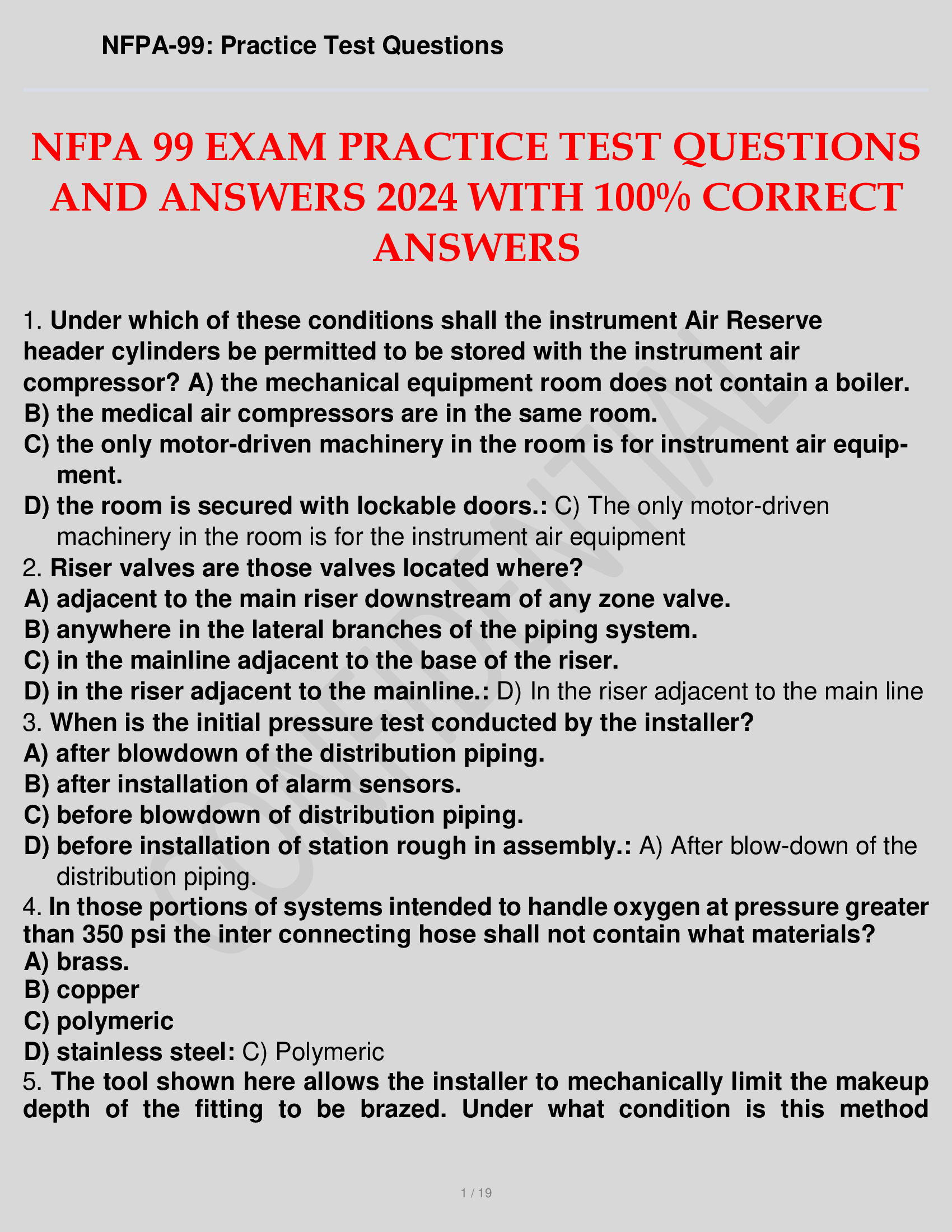 NFPA 99 EXAM TEST QUESTIONS AND ANSWERS 2026 WITH 100% CORRECT ANSWERS