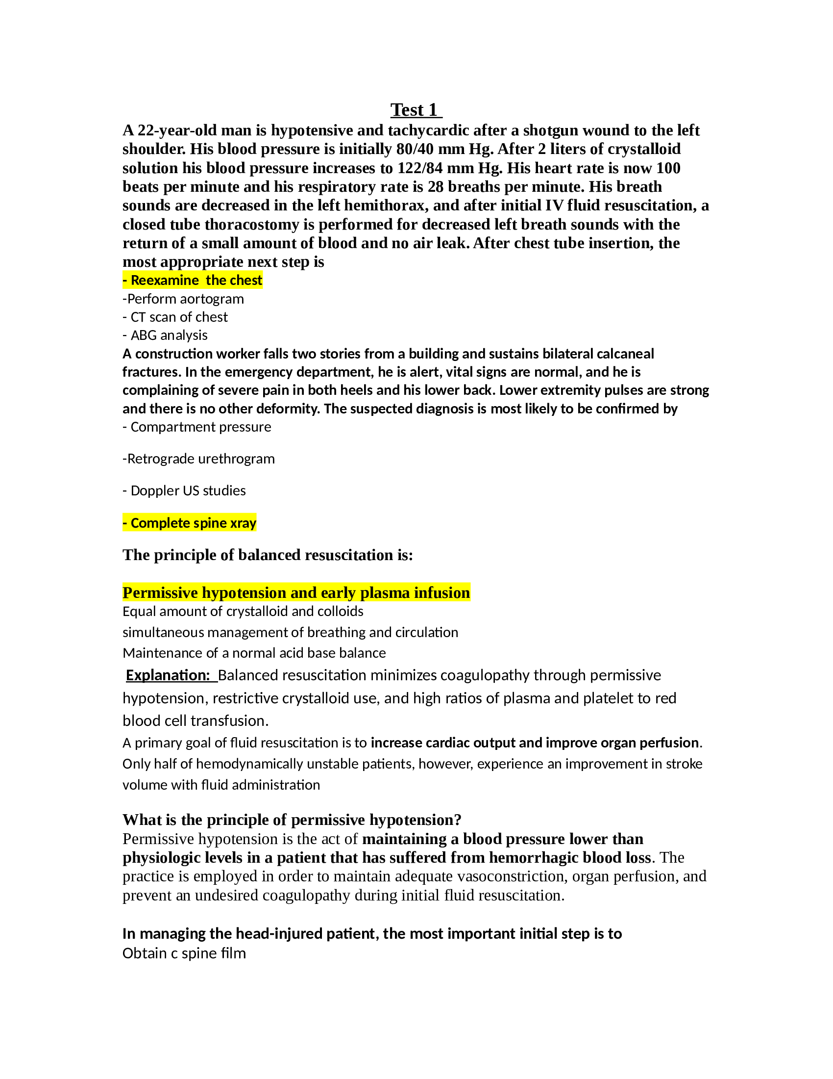 ATLS MCQ Test 1 Latest 2026 With Complete Solution