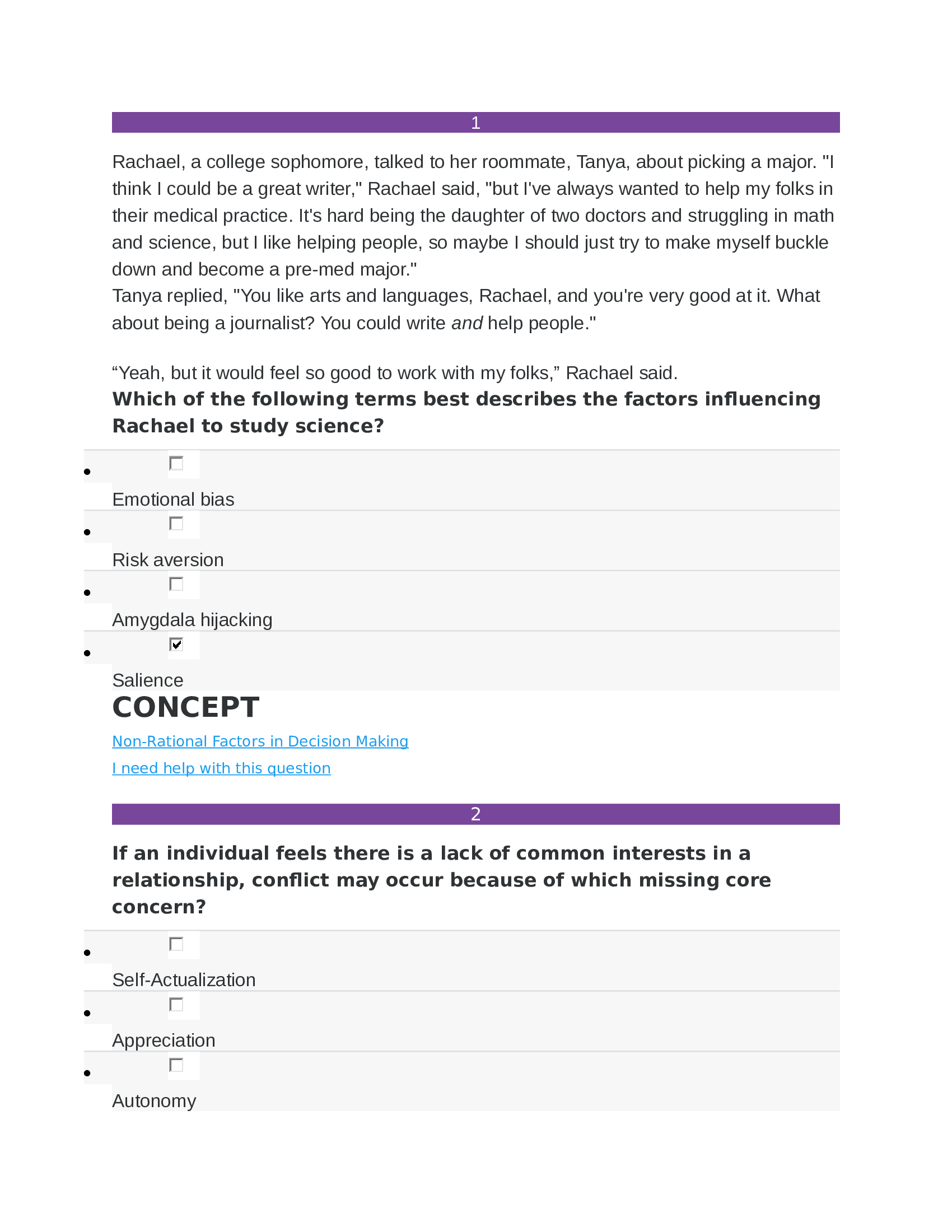 Conflict Resolution Sophia 2 Questions and Answers Complete Solutions