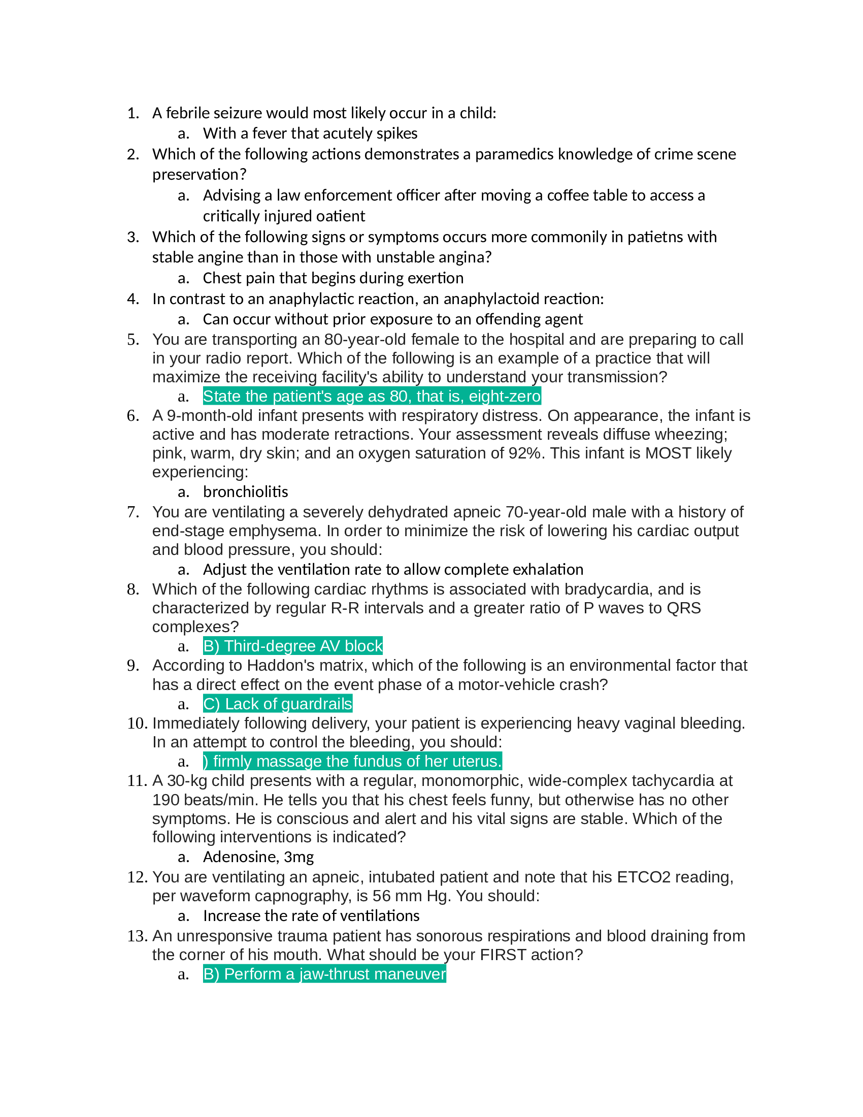 Human Anatomy and Physiology MIDTERM EXAMS with ALL CORRECT SOLUTIONS [GRADED A+]