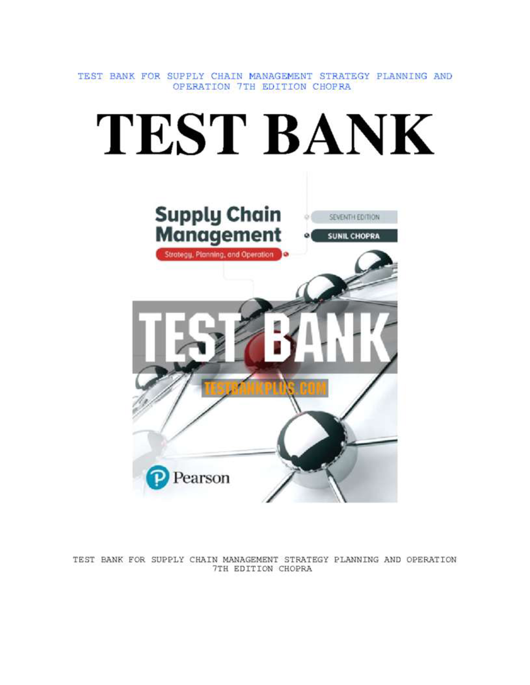 Test Bank for Supply Chain Management 7th Edition Sunil Chopra