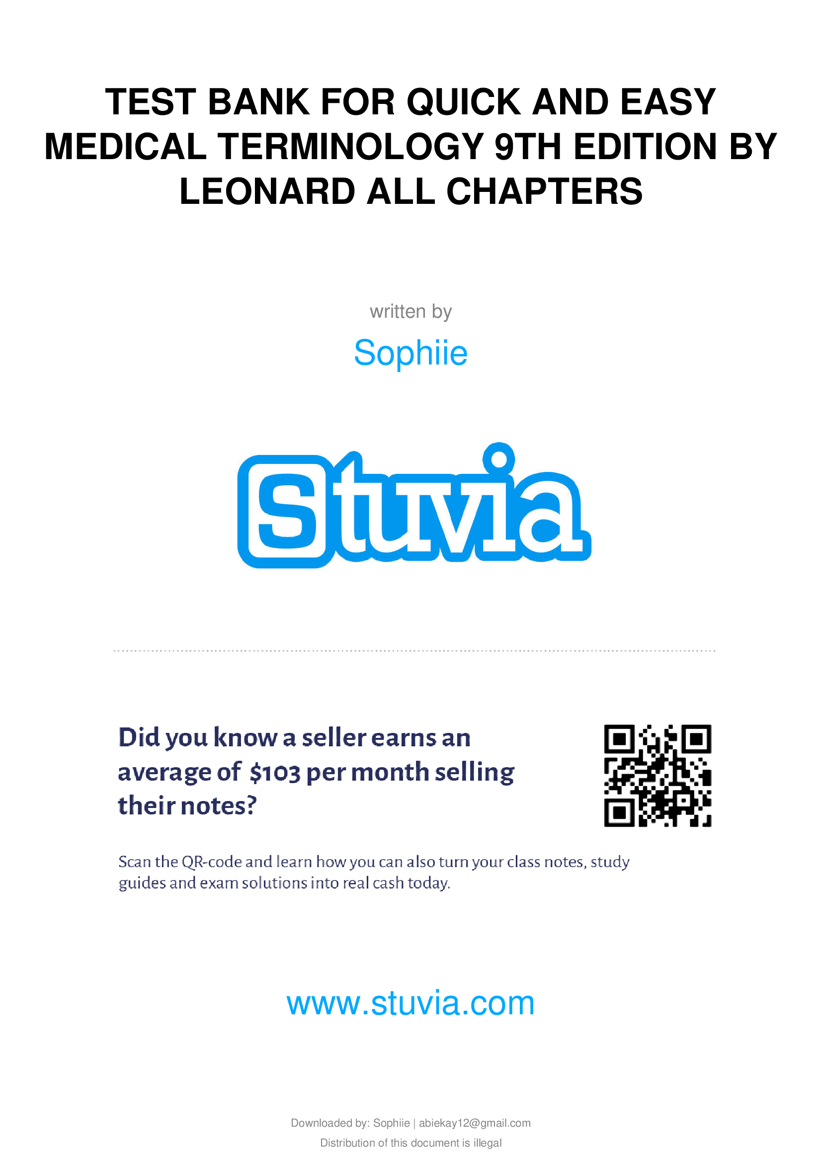 TEST BANK FOR QUICK AND EASY MEDICAL TERMINOLOGY 9TH EDITION BY LEONARD ALL CHAPTERS..