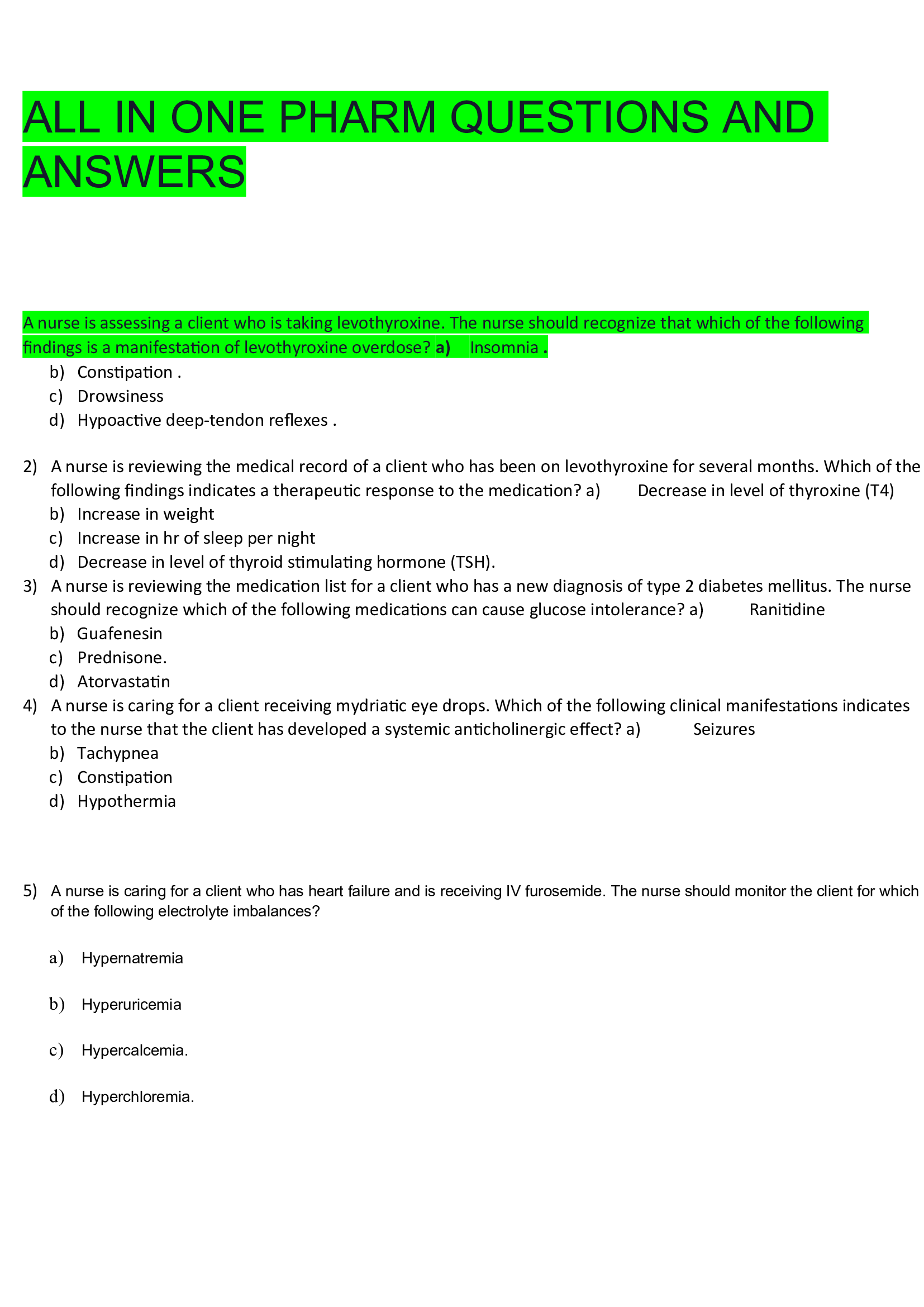 ALL IN ONE PHARM QUESTIONS AND ANSWERS..