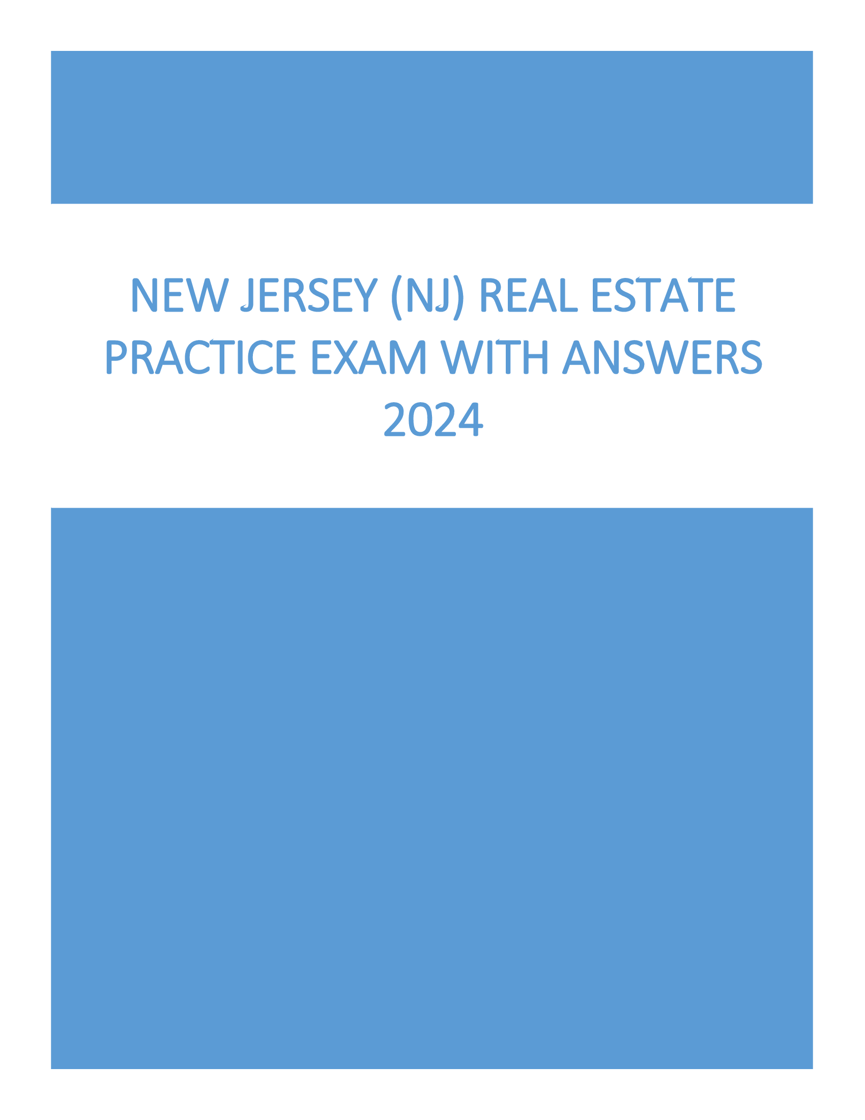 NEW JERSEY (NJ) Real Estate Practice Exam with Answers 2024