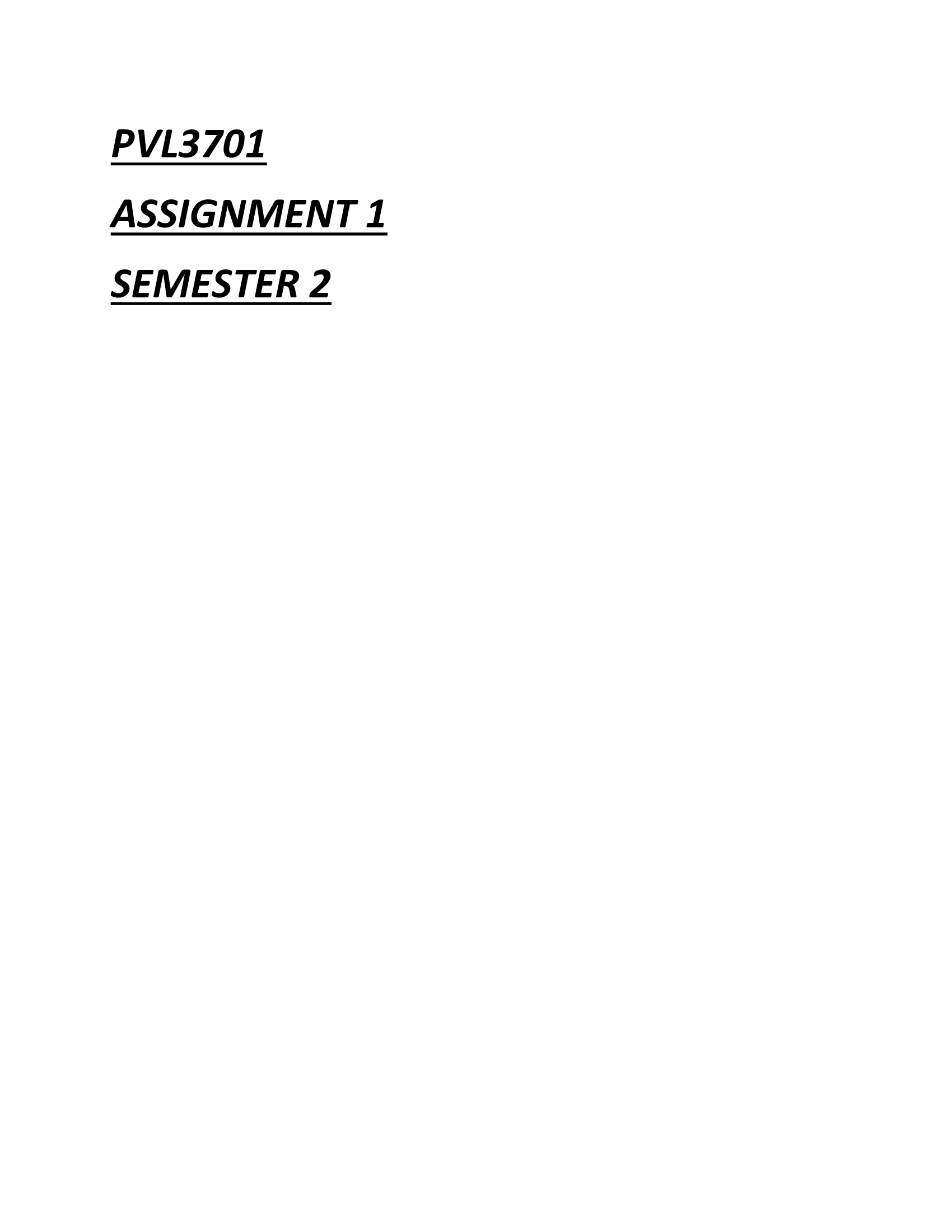 PVL3701 Assignment 1 Semester 2 Exam  2026