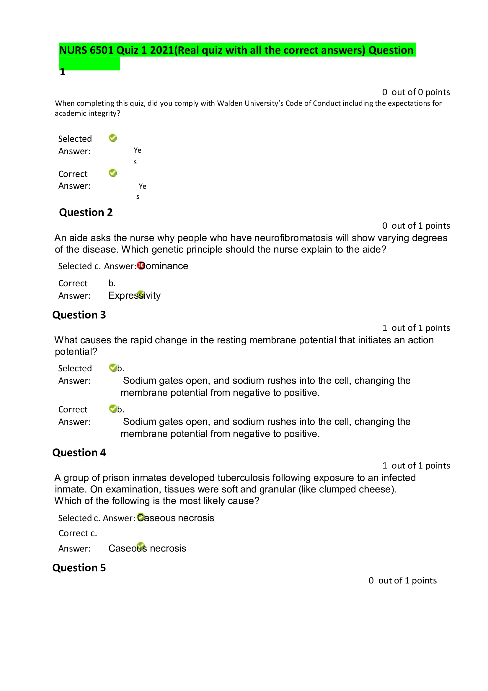 NURS 6501 Quiz 1 2020 (Real quiz) with all the correct answers