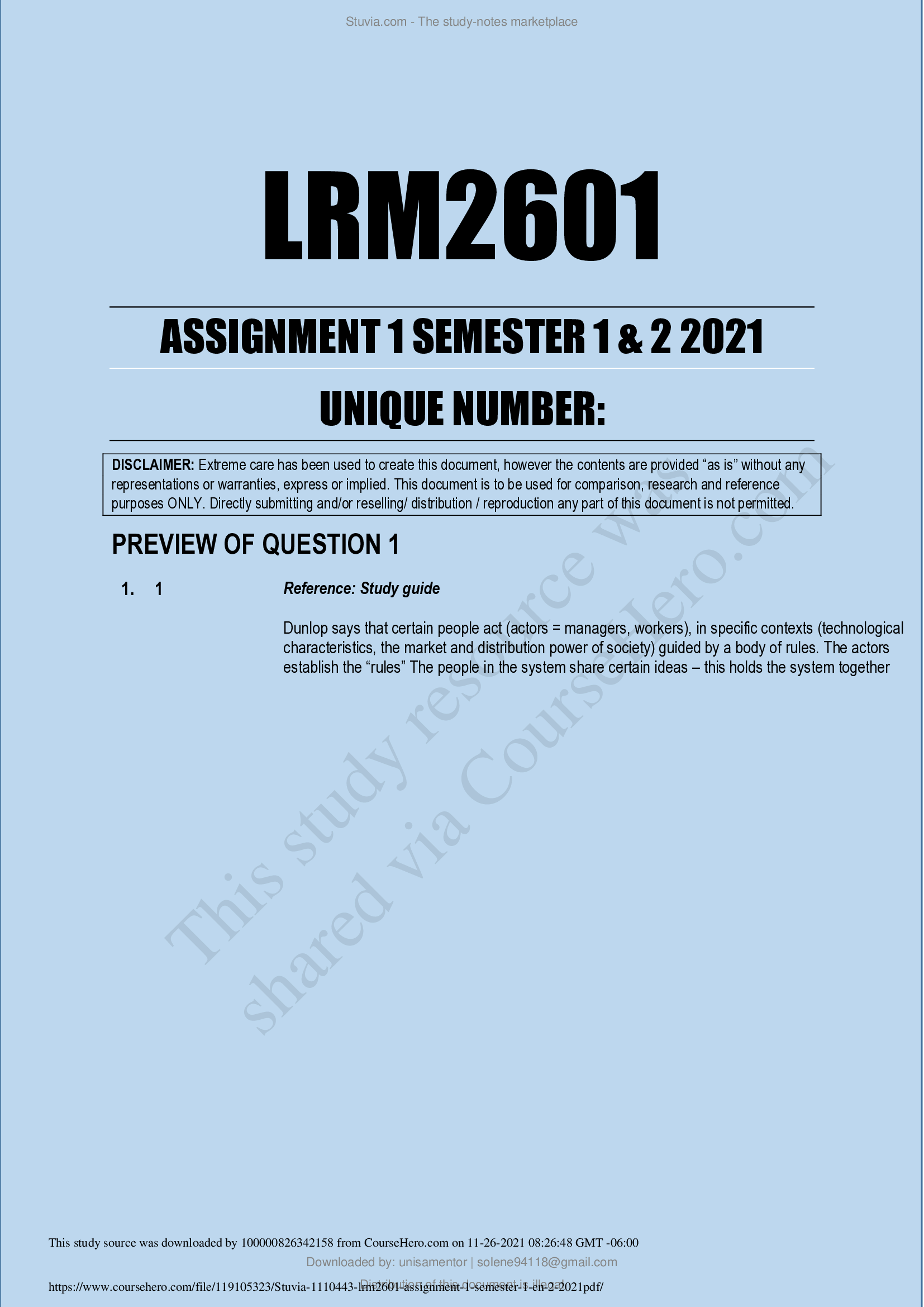 LRM2601 Assignment 1 Semester 1 & 2 2021
