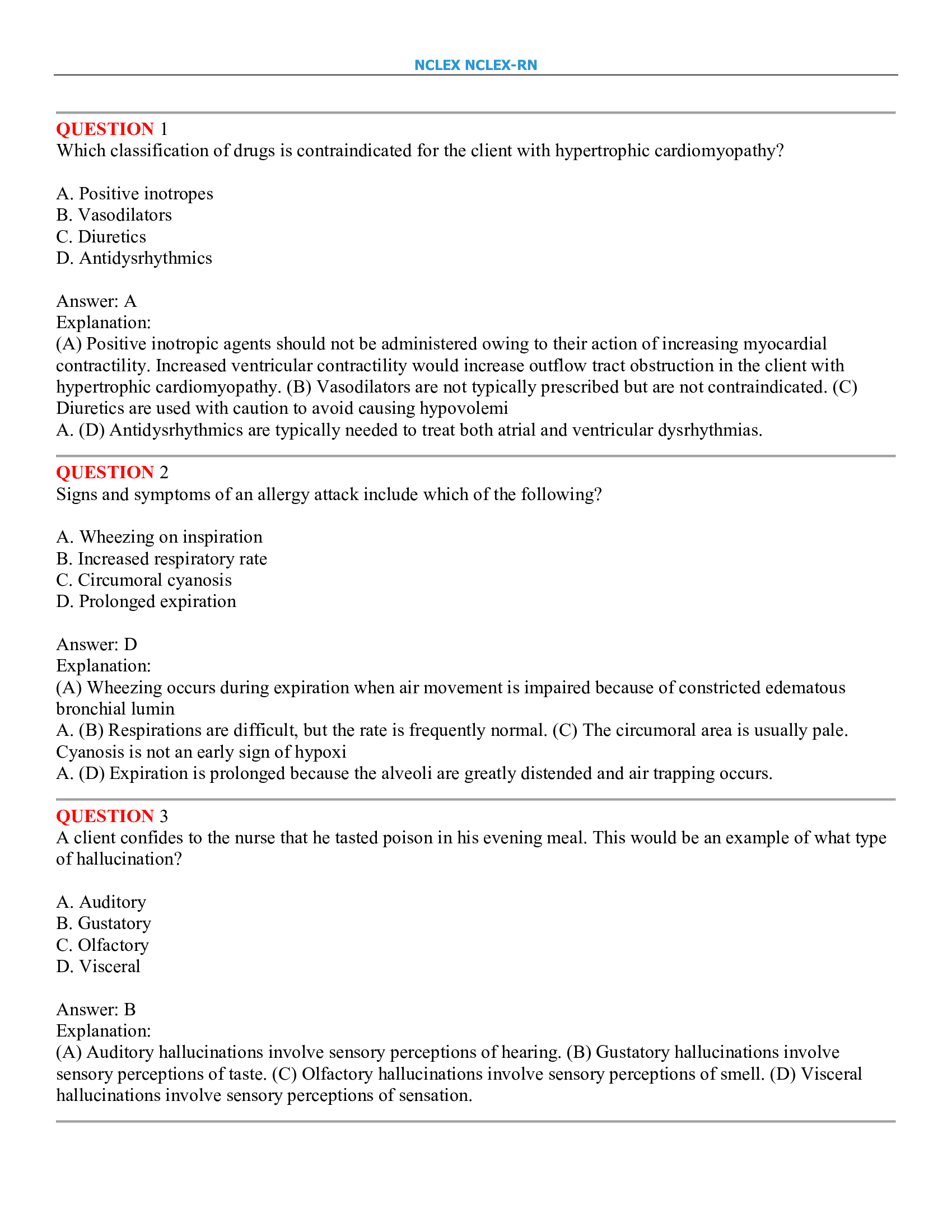 NCLEX RN 2021 UPDATED QUESTIONS OVER 350 QUESTIONS