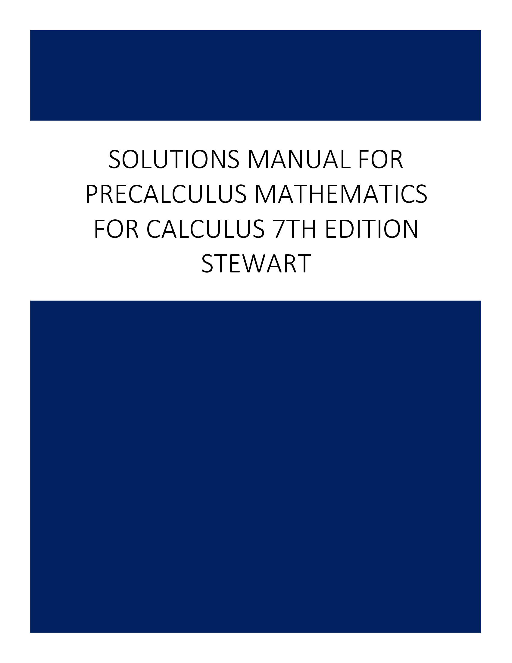 Solutions Manual for Precalculus Mathematics for Calculus 7th Edition Stewart