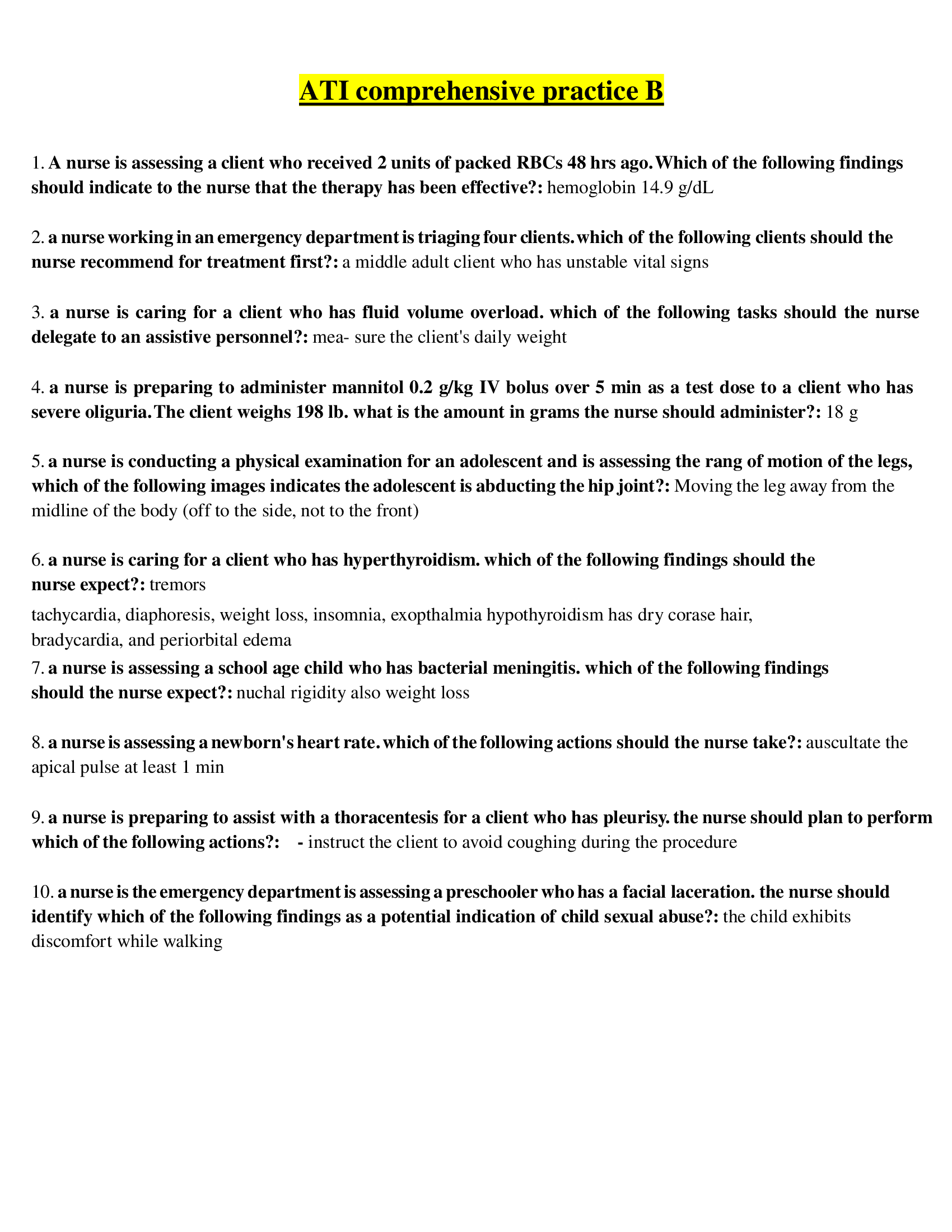 ATI comprehensive practice B
