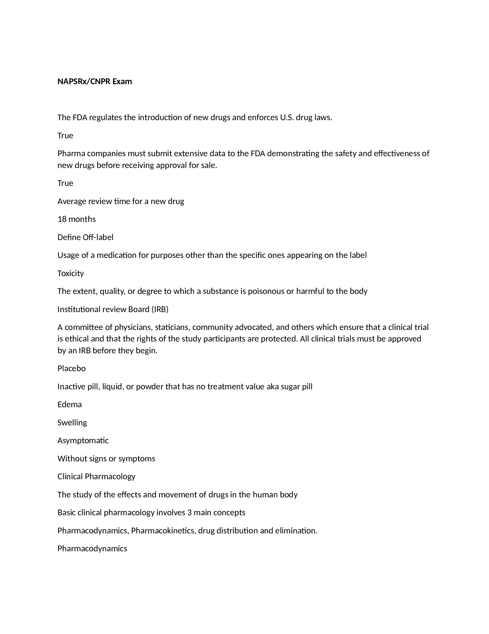 NAPRxs CNPR Exam 2022