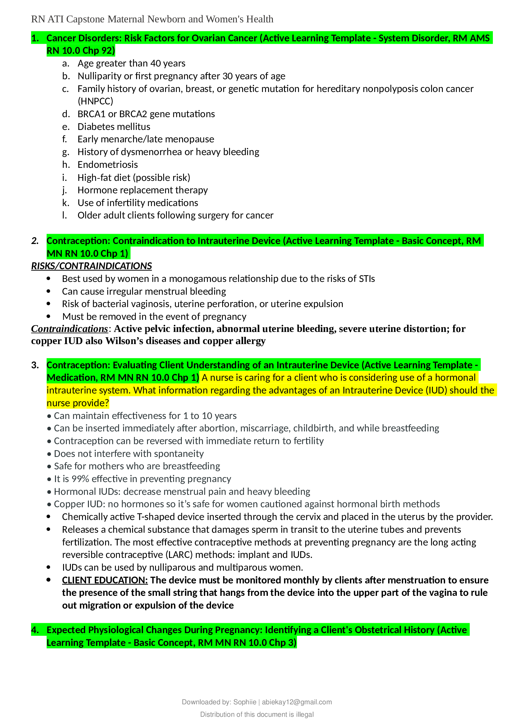 RN ATI Capstone Maternal Newborn and Womens Health (complete test with answers)