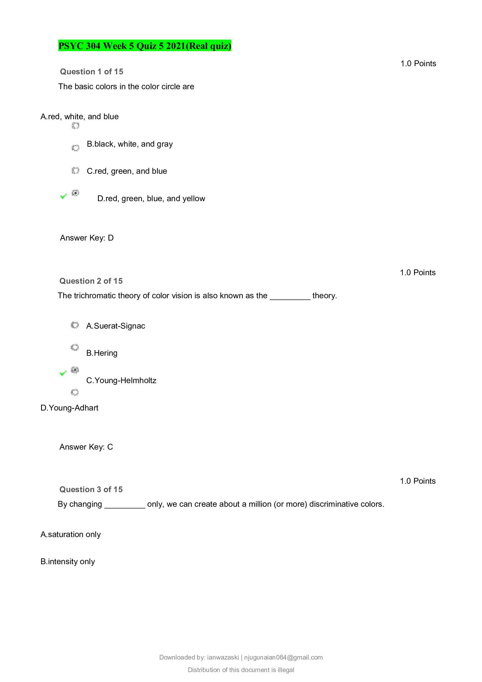 PSYC 304 Week 5 Quiz 5 2021