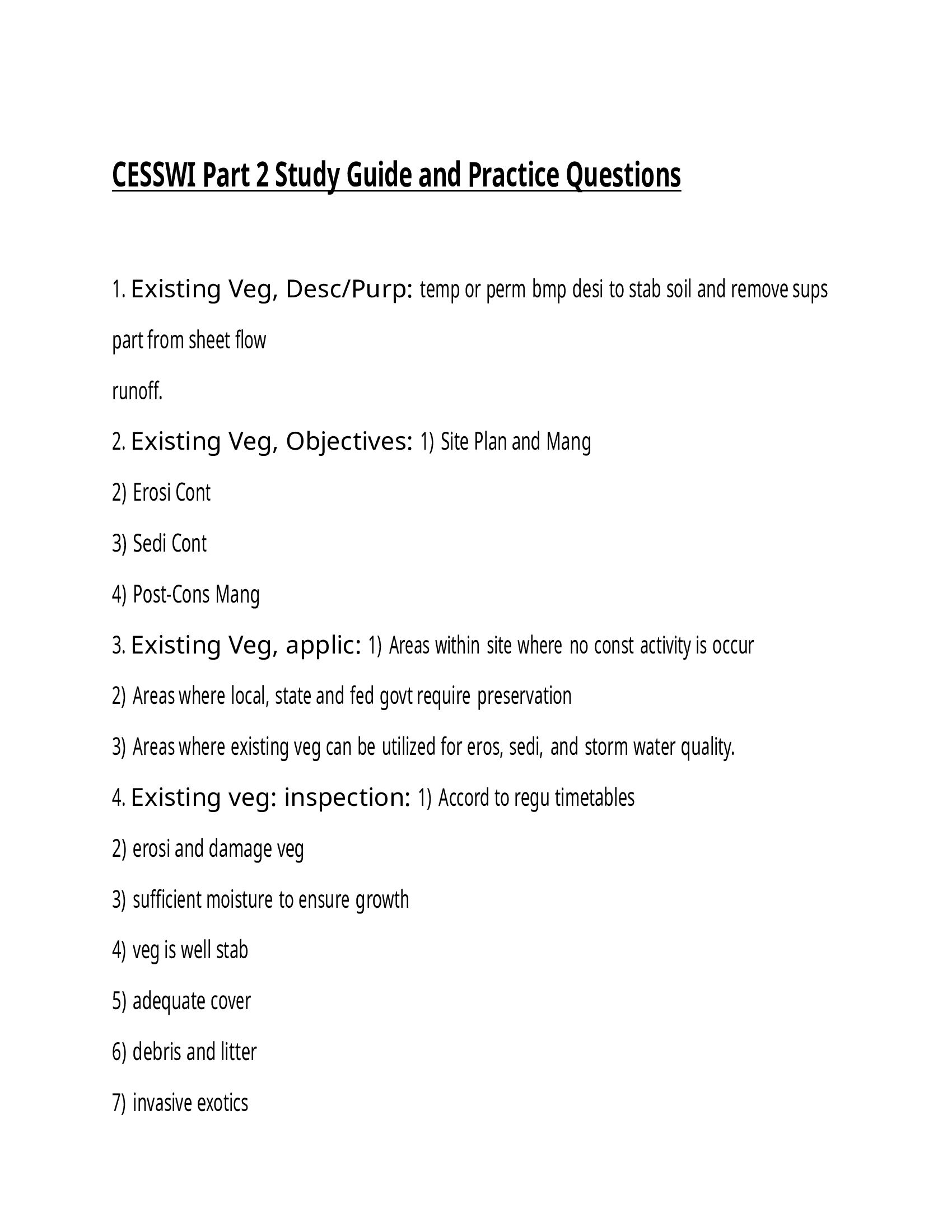 CESSWI Part 2 Study Guide and Practice Questions