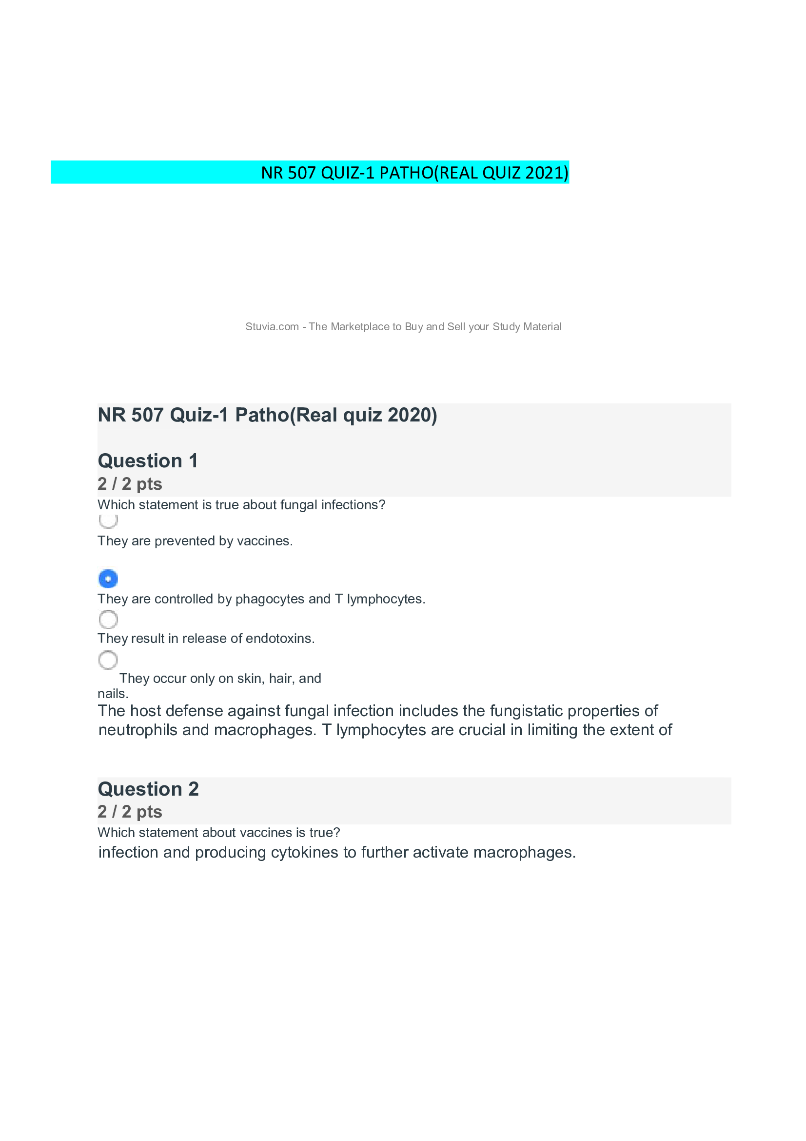 NR 507 Quiz1 Patho Real quiz 2020