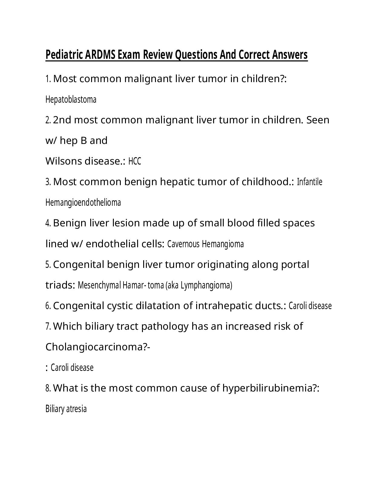 Pediatric ARDMS Exam Review Questions And Correct Answers 2026,2026