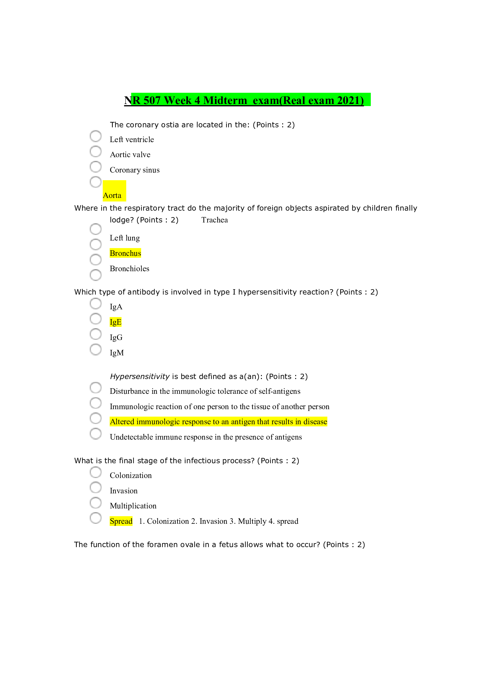 NR 507 Week 4 Midterm  exam(Real exam 2021)
