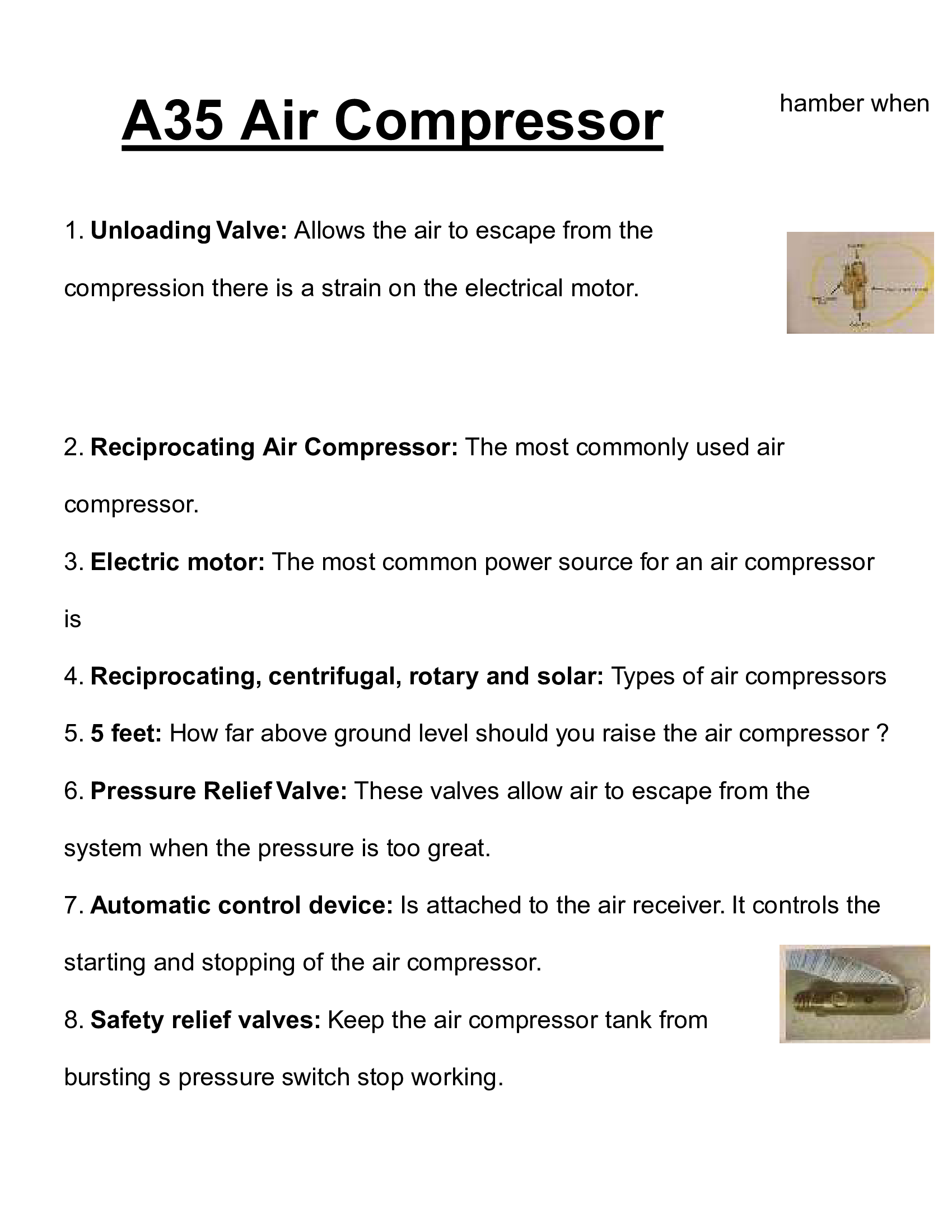 A-35 Air Compressor, Exam Questions and Answers 2026